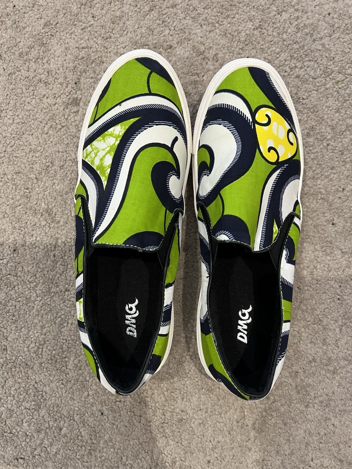 Green Abstract Ankara Design Pin doll Sneakers