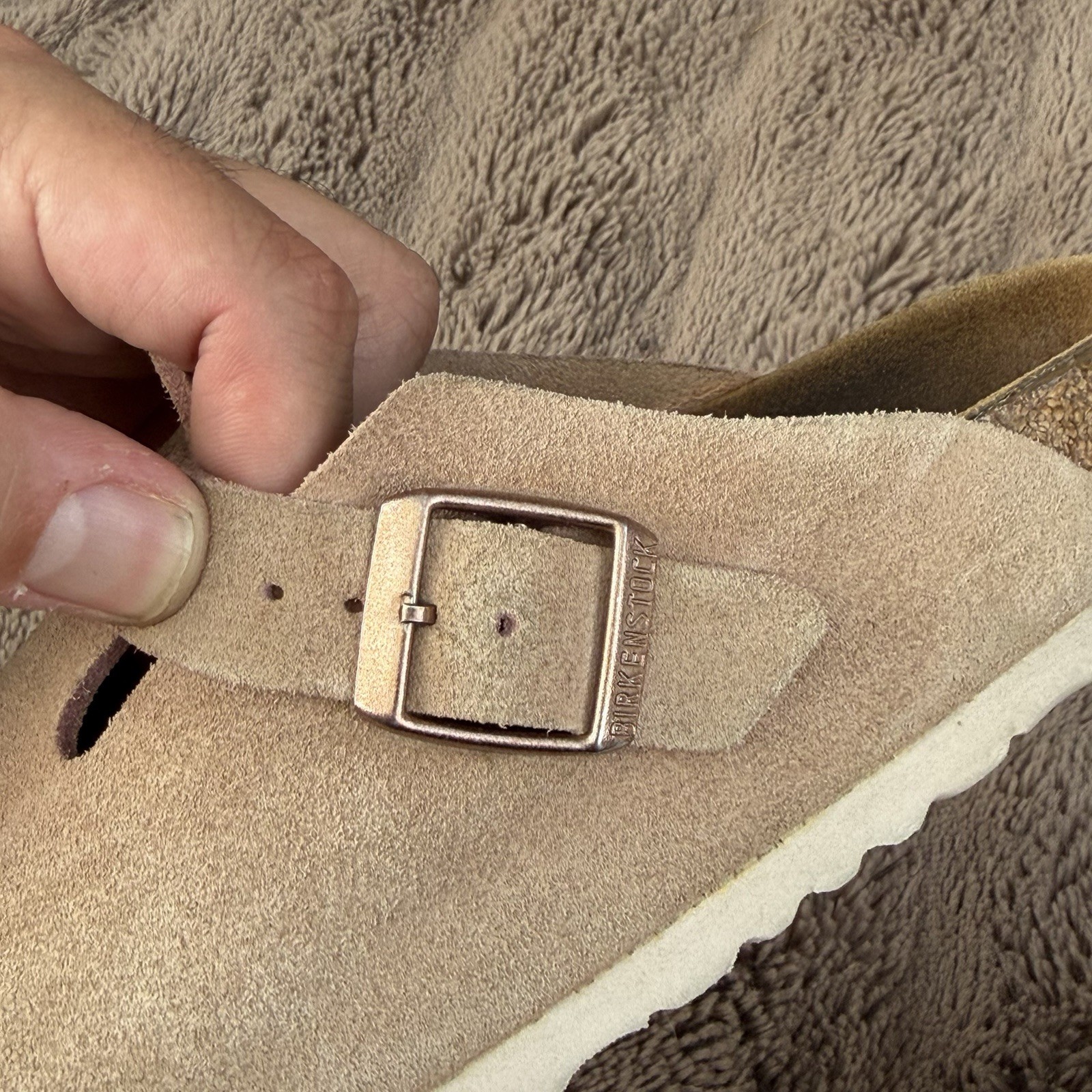 Birkenstock Boston Suede Clogs Sz 38 7-7.5 Women’s Taupe Sandals Made In Germany