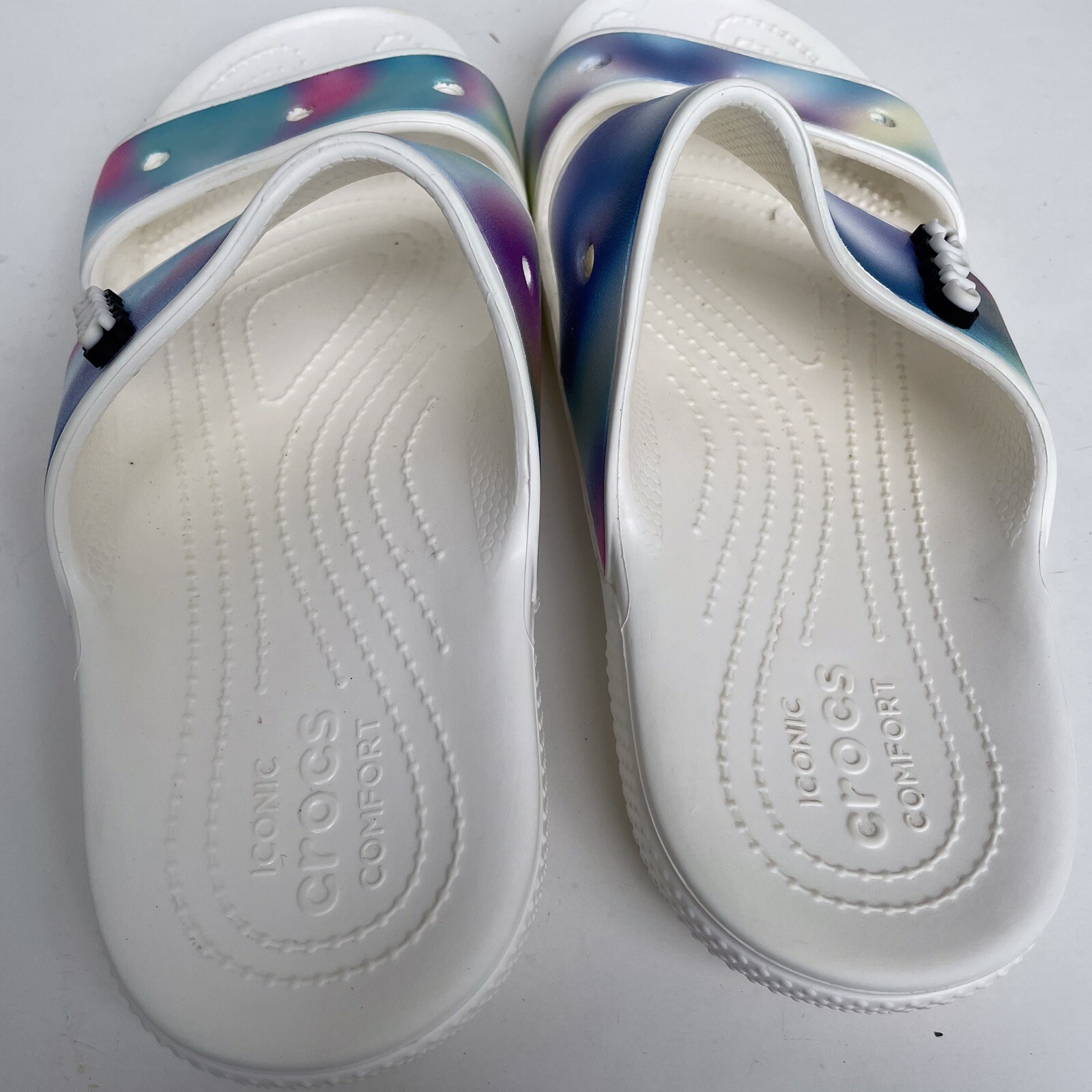 Crocs Solarized Tie Dye Colorful Croslite Sandal Women 10 Strap White Multicolor