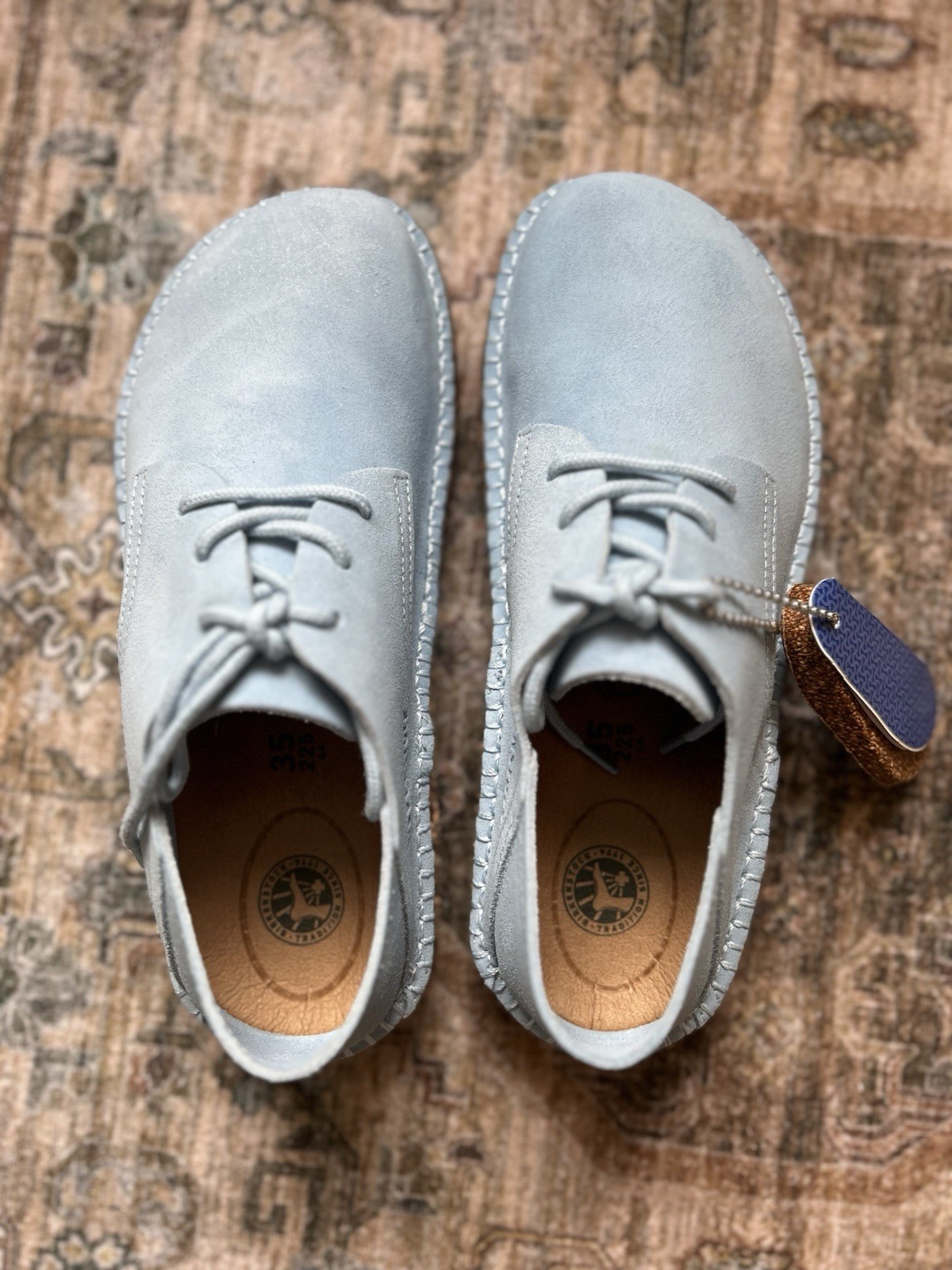 Birkenstock Gary Suede Leather Shoe Women’s EU 35 US 4 Sly Blue Narrow Fit NWB