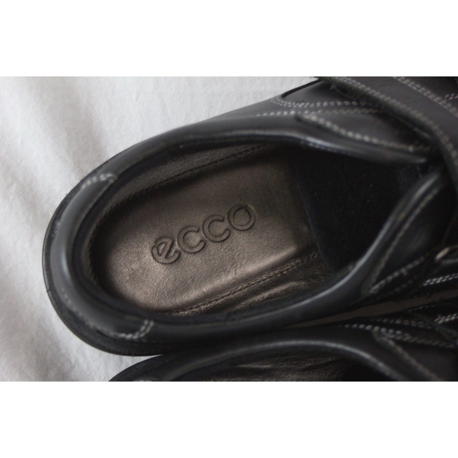 ECCO Black Leather Suede Hook and Loop Walking Shoes Sneakers Womens 40 US 9