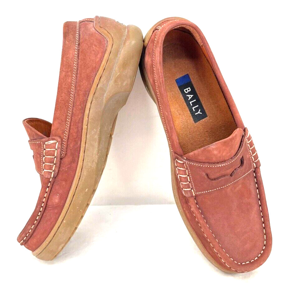 Bally Pragela Brown Suede Penny Loafers Classic Slip-On Moc Shoes Women’s 6.5