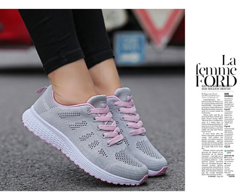 Women’s Fashion Sneakers Casual Walking Shoes Breathable Flats White Gym Style
