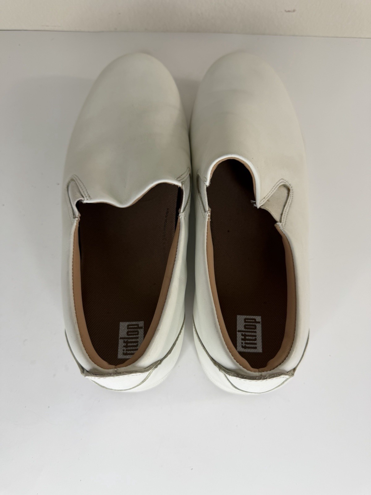 Fitflop Shoes Loafers White Leather Women Size 42 US 10 Comfort Walking Casual