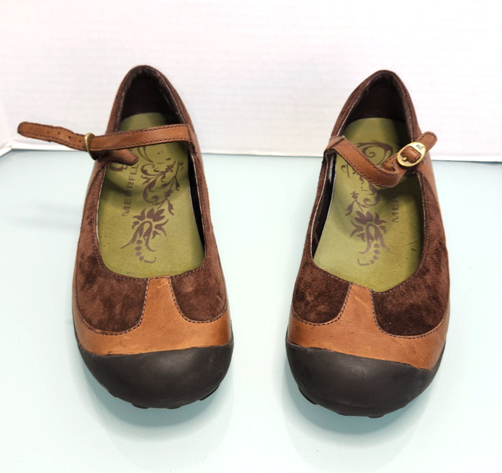 Merrell Plaza Saddle women’s Mary Jane brown combo leather comfort shoes new 11
