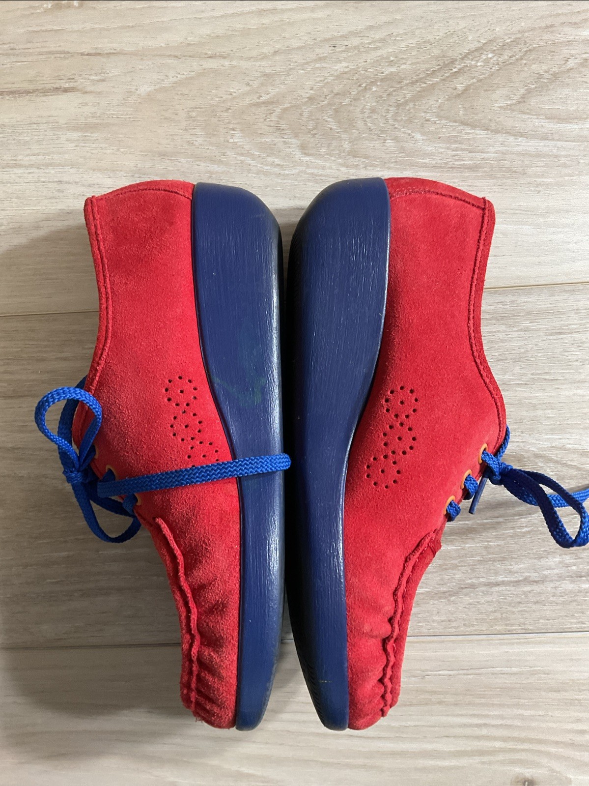 SAS Siesta Shoes Womens Size 7.5 M Red Suede Lace Up Comfort USA Handsewn