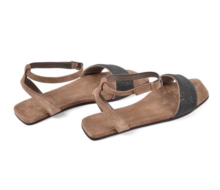 BRUNELLO CUCINELLI WOMEN’S 100% LEATHER MONILI BEAD SANDAL SHOE NWT MSRP $1430