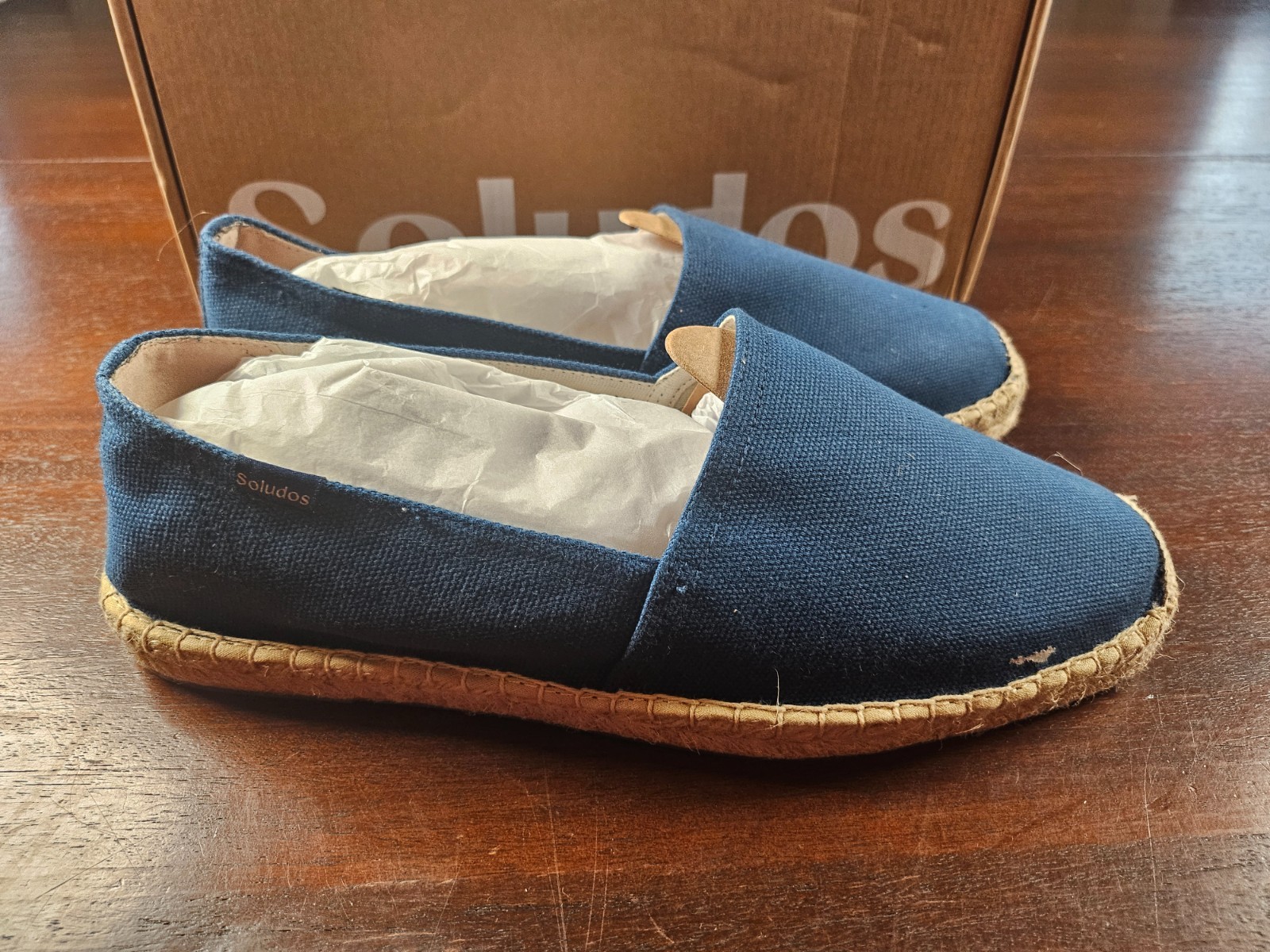 Soludos Women Sz 10 Espadrilles Sandal Navy Canvas Platform Slip On New in box