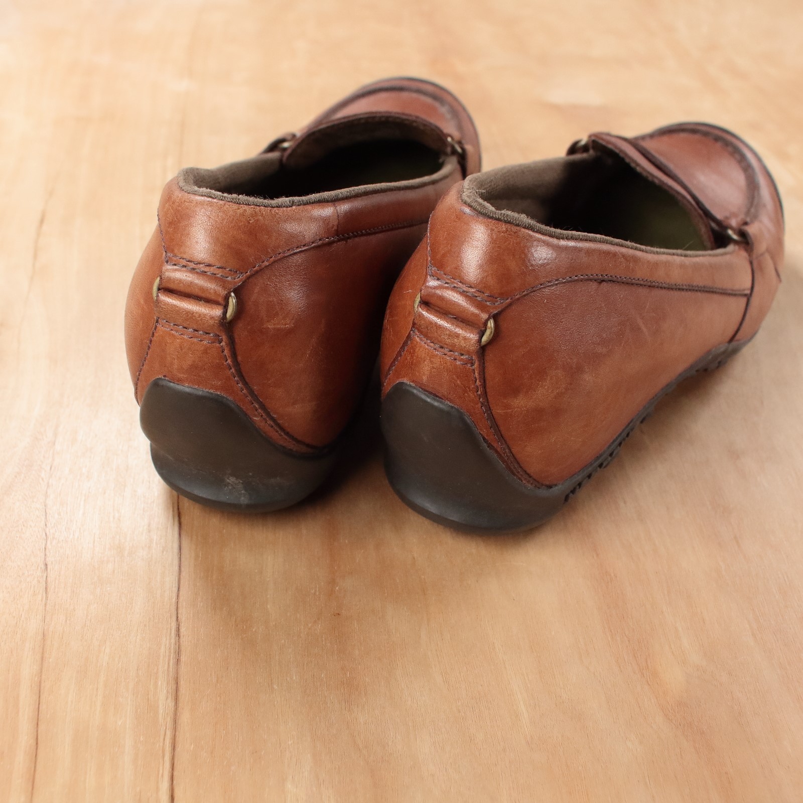 MERREL Plaza Glide Saddle comfort wedge brown leather slip on loafers shoes sz 8