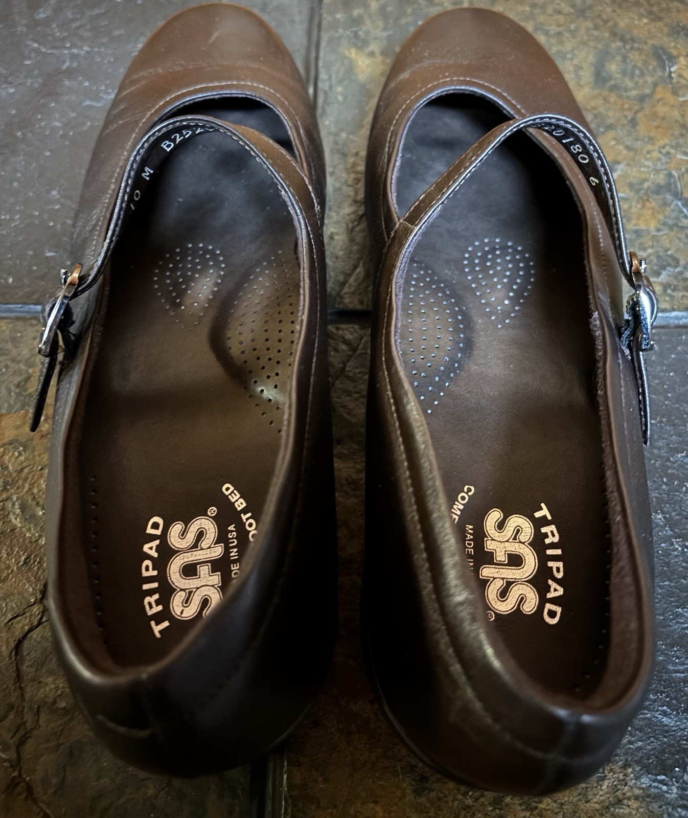 New SAS Maria Brown Leather Mary Jane Comfort Shoes Womens Size 10 M No Box
