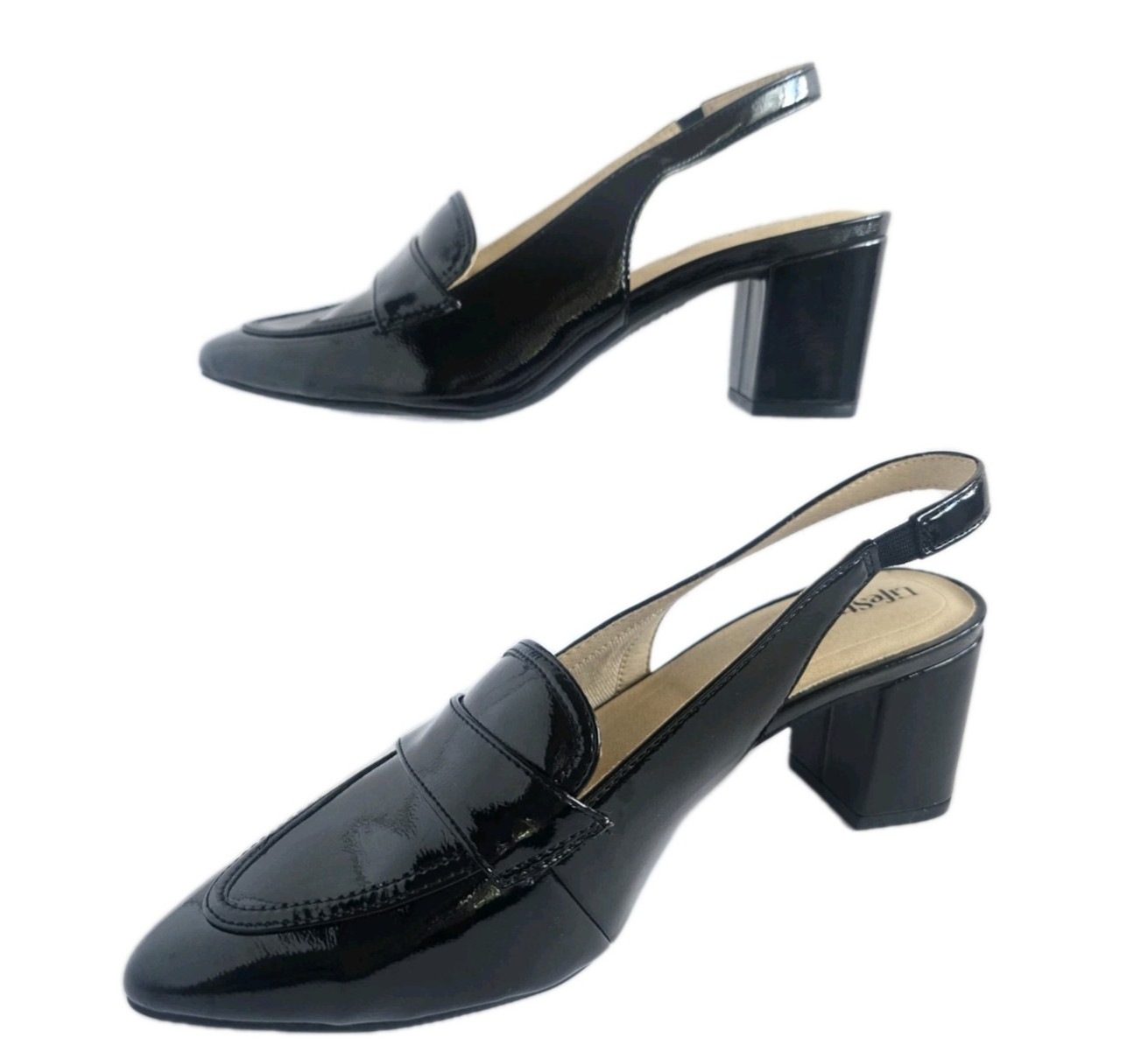 LifeStride Angel Pointed Toe Comfort Block Heel Slingback Pumps Size 7 Wide NIB