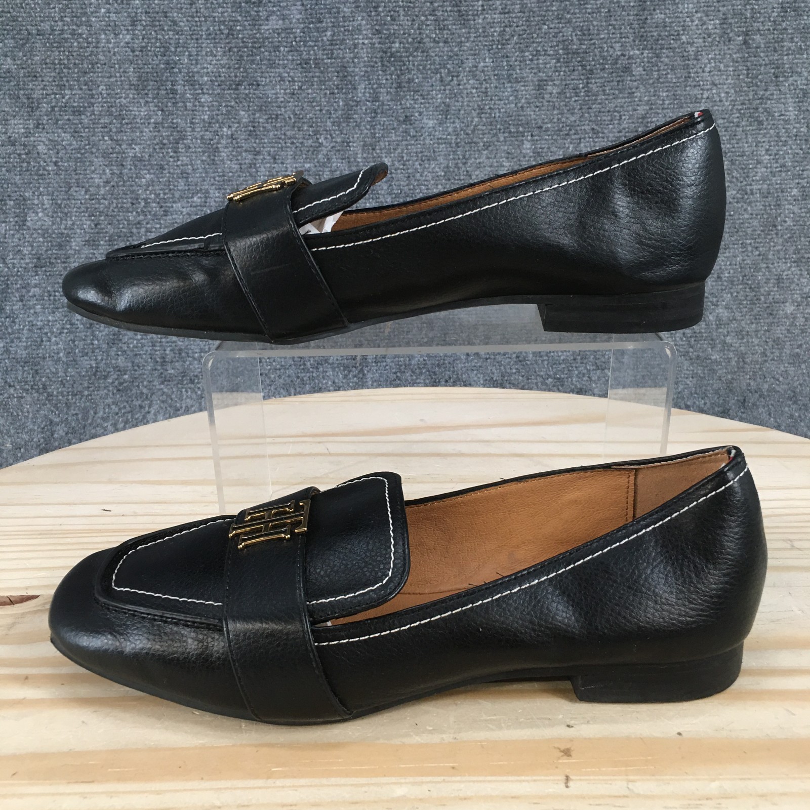 Tommy Hilfiger Trudiy Loafer Shoes Womens 8.5 M Casual Low Faux Leather Black