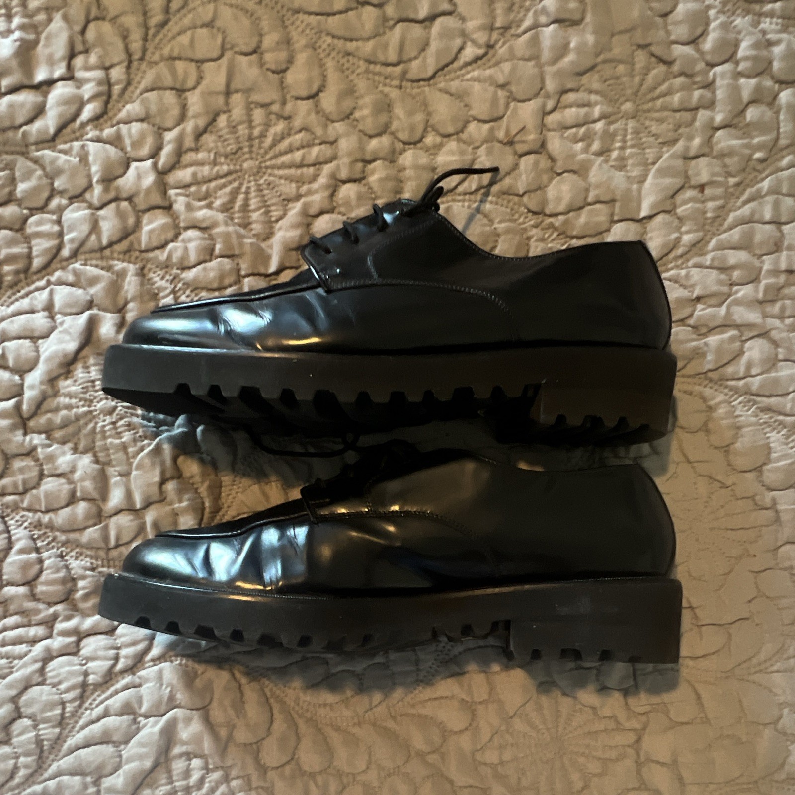 Paul Green Men’s Black Patent Leather Derby Lace-Up Round Toe Dress Shoes US 10