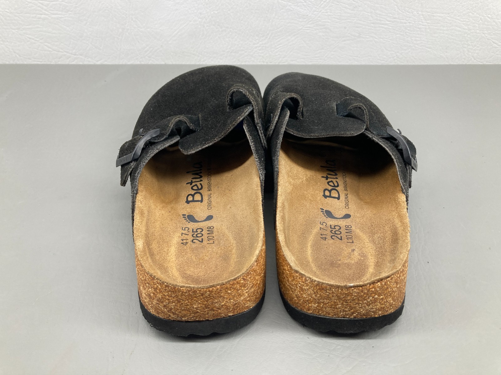 Birkenstock Womens Betula Boston Sandals Size 41 US 10 Narrow Black Suede Mules