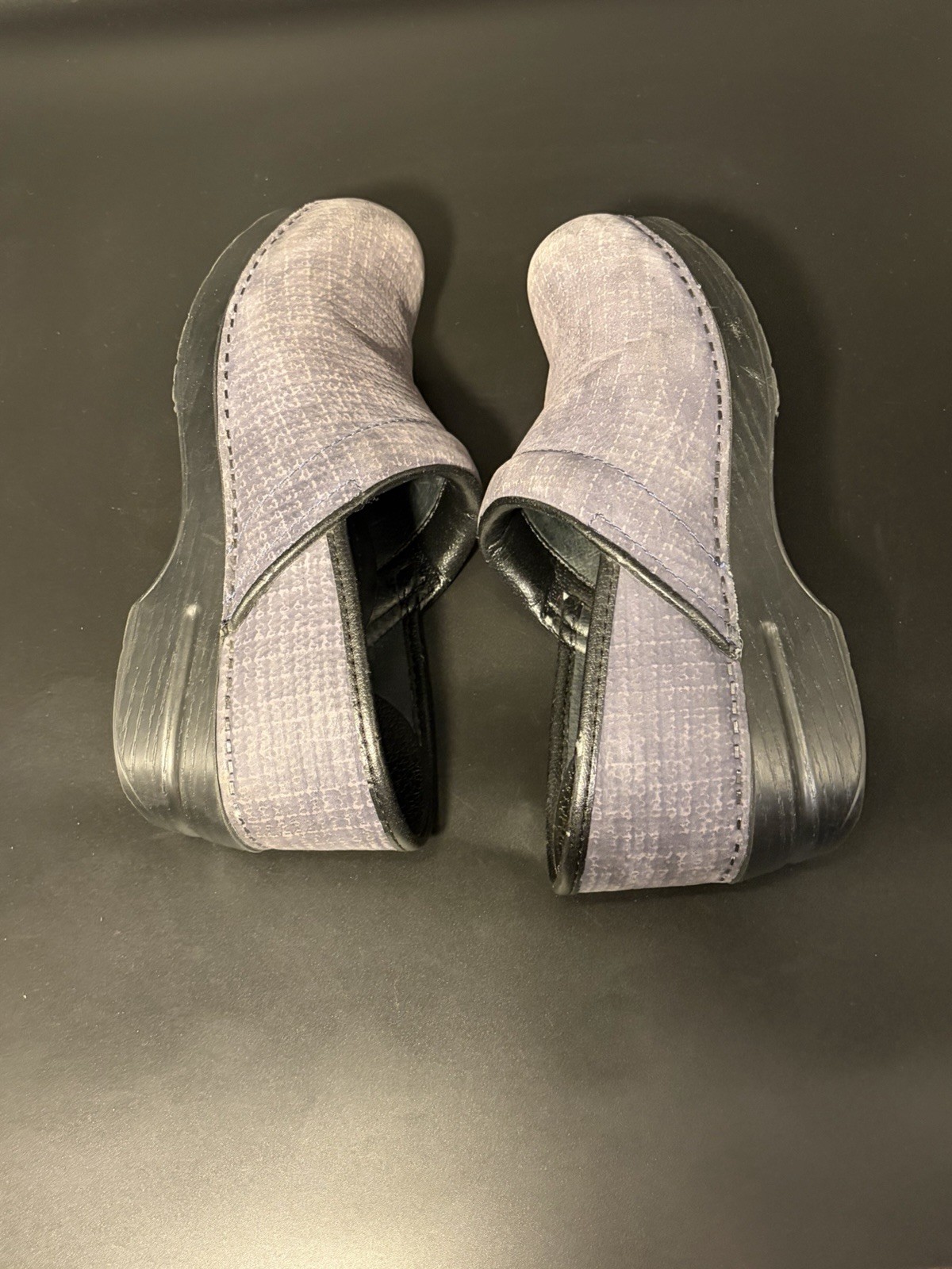 DANSKO Blue/Gray Textured/Cloth Pattern Clogs Shoes Size 39