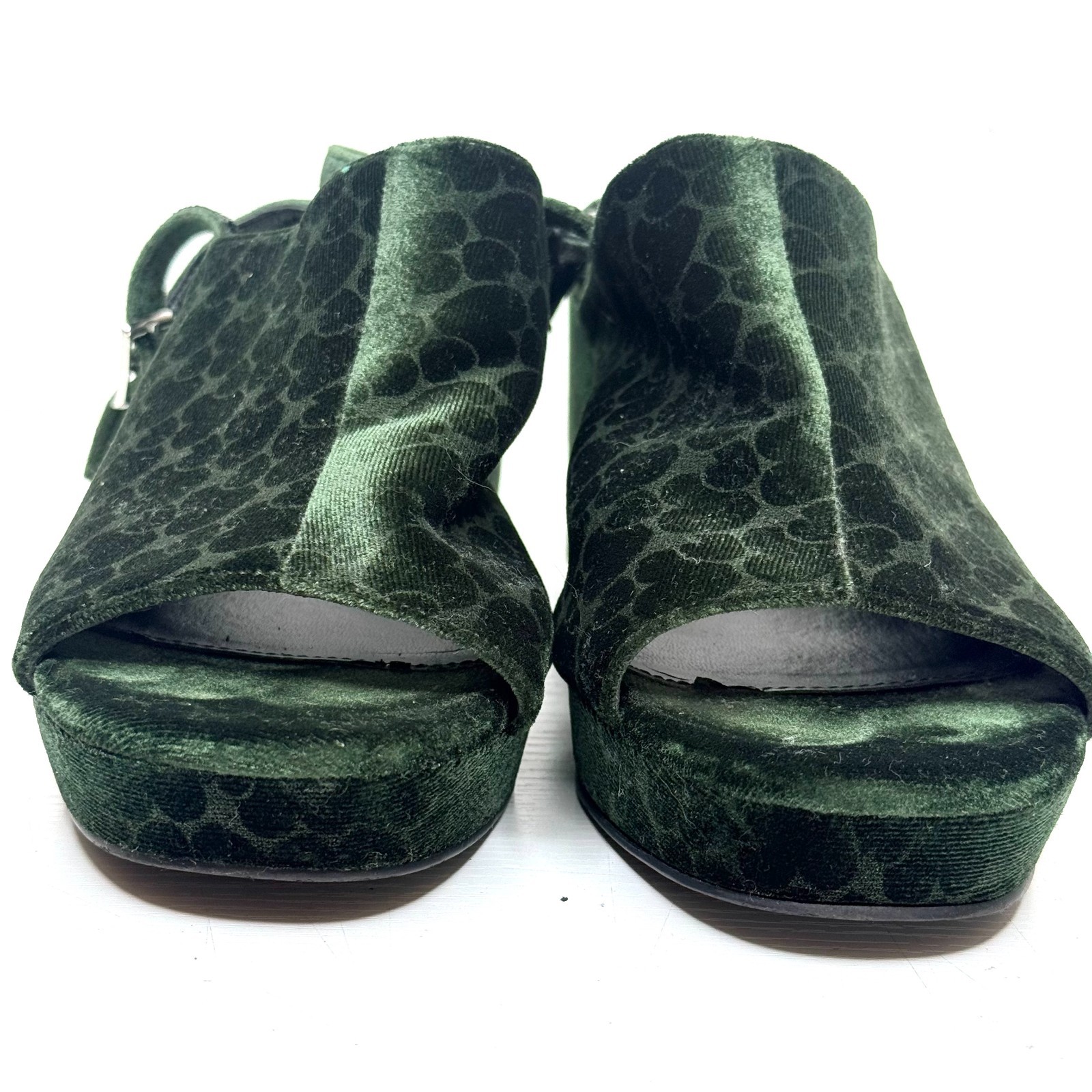 URBAN OUTFITTERS Velvet Hearts Peep Toe Boho Hippie Platform Mule Heels 40 10