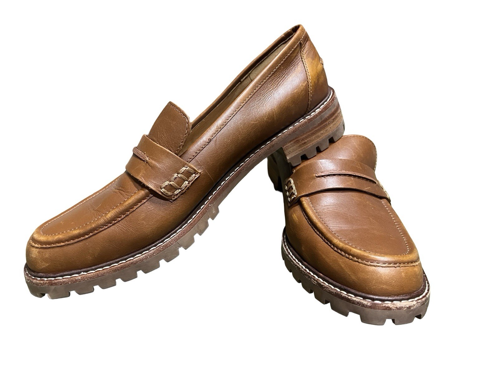 MADEWELL Corinne Lugsole Loafers English Saddle Brown Leather Chunky 90s Sz 9
