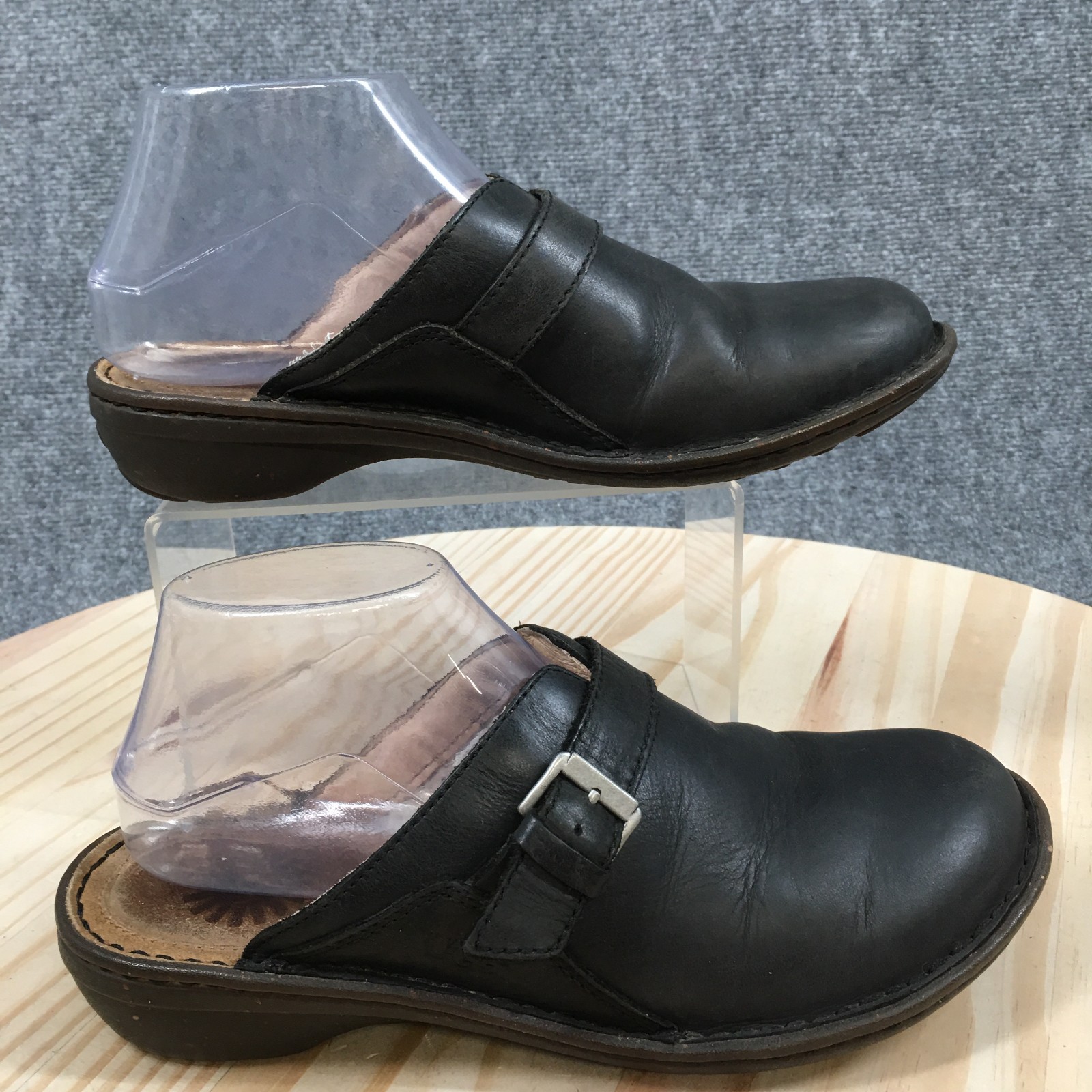 UGG Mules Womens 39 Black Livia Round Toe Slip On Wedge Casual Leather