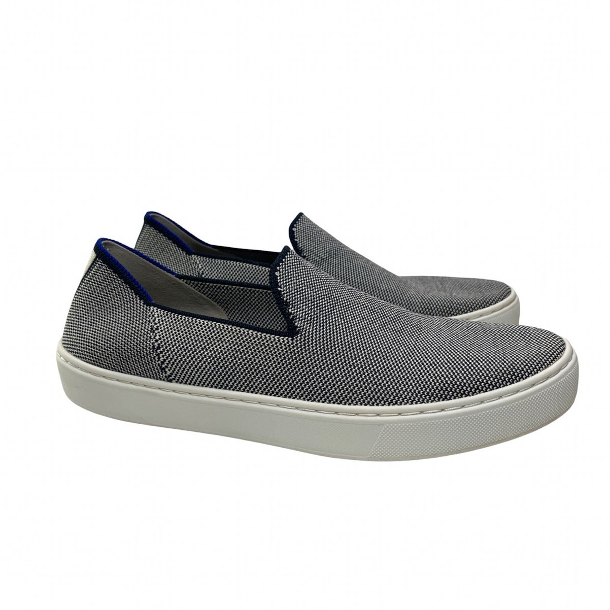 Rothy’s City Slip On Knit Sneakers Navy White Knit Washable Sustainable Size 8