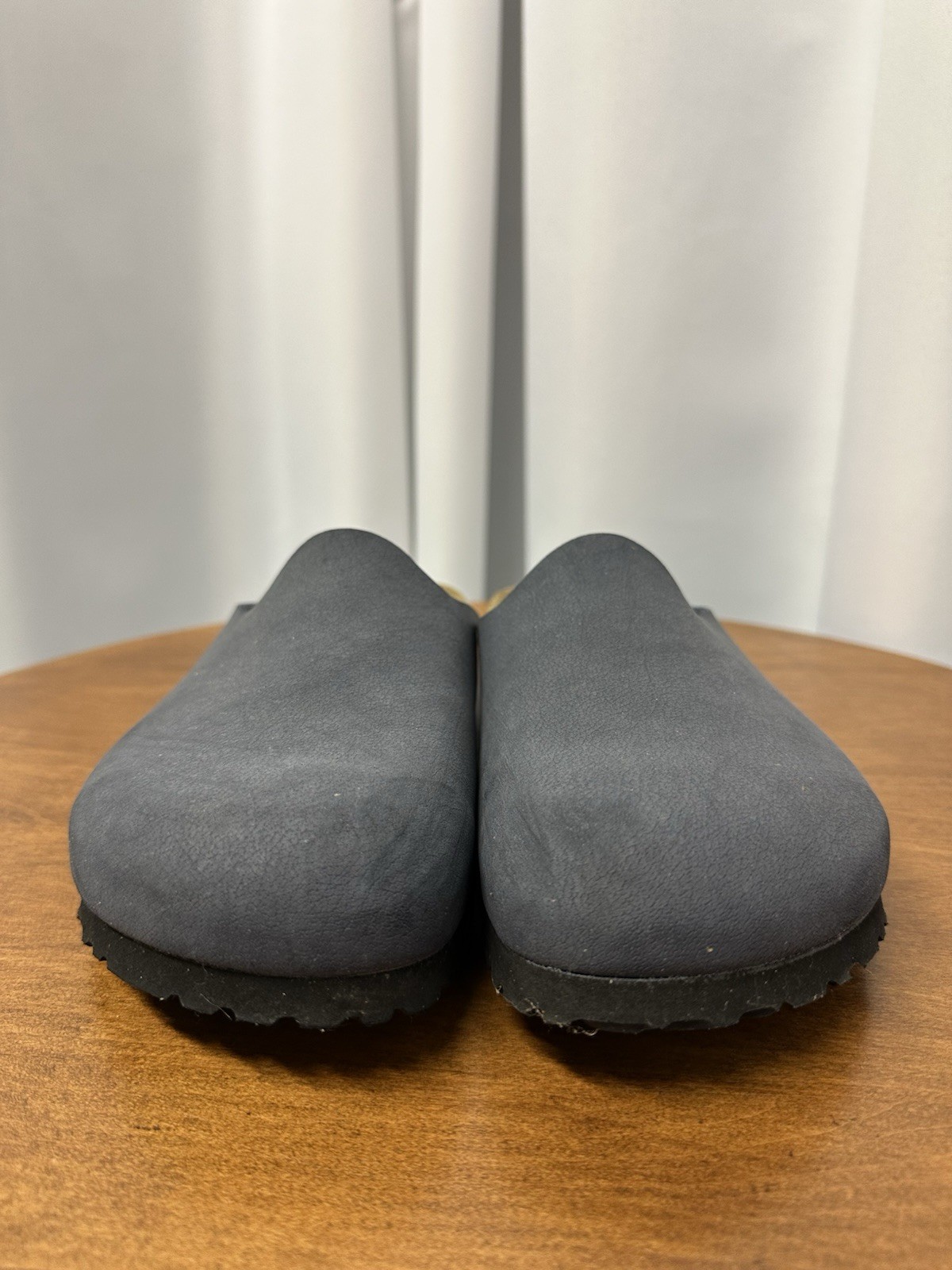 Birki’s Birkenstock Amsterdam Women’s 7 Men’s 5 Navy Blue Suede Flat Clog EUC