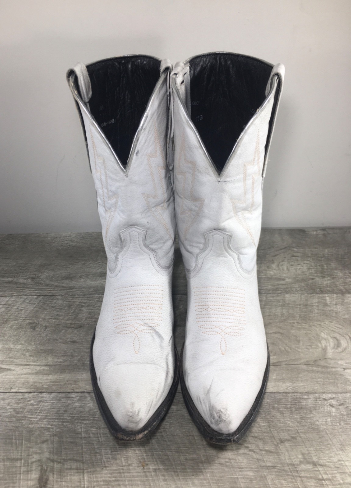 Womens Mexicana Brand Distressed White Leather Cowboy Western Roper Boots 11 USA