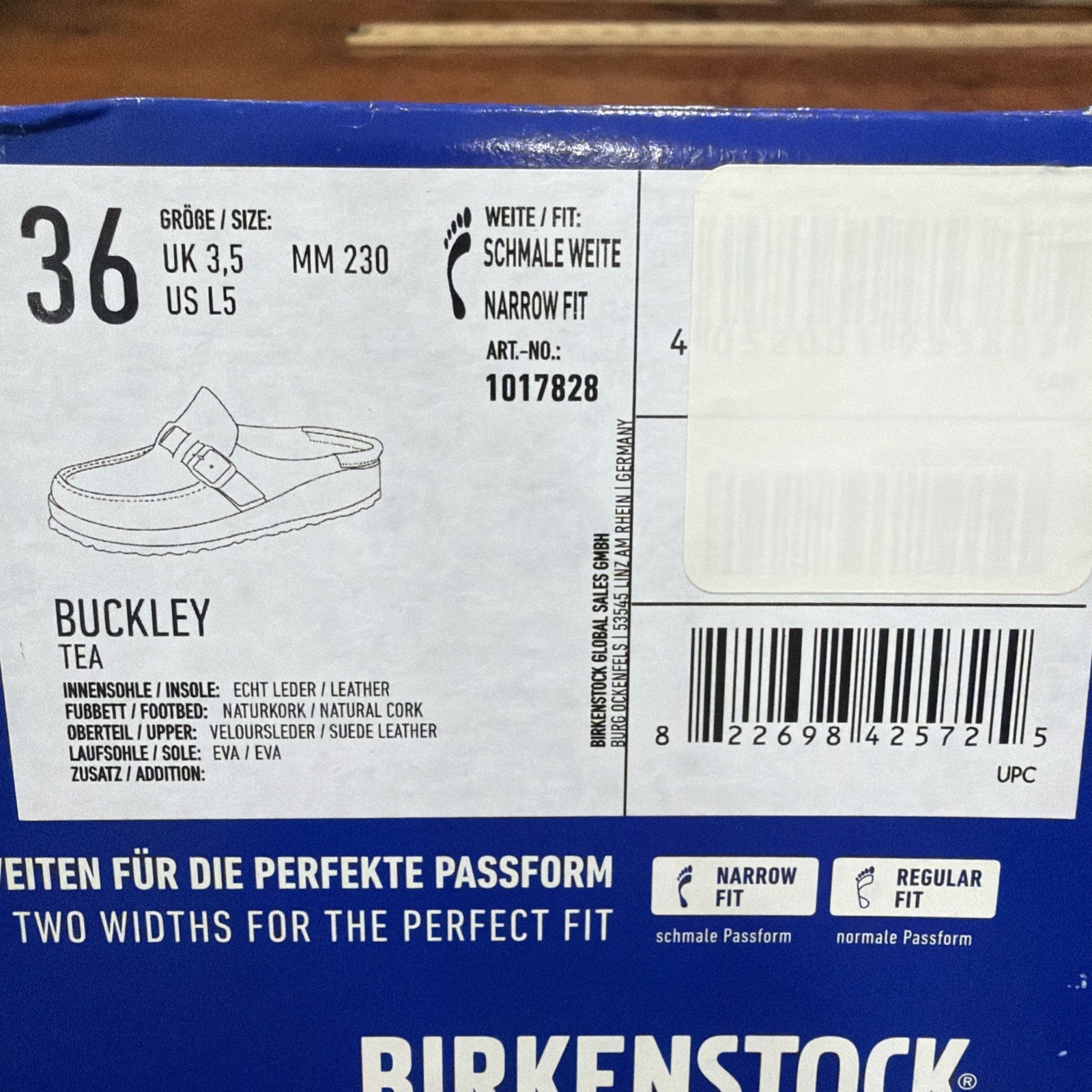BIRKENSTOCK BUCKLEY SUEDE LEATHER Women Clogs Tea Size 36 US 5 Brown Narrow Fit