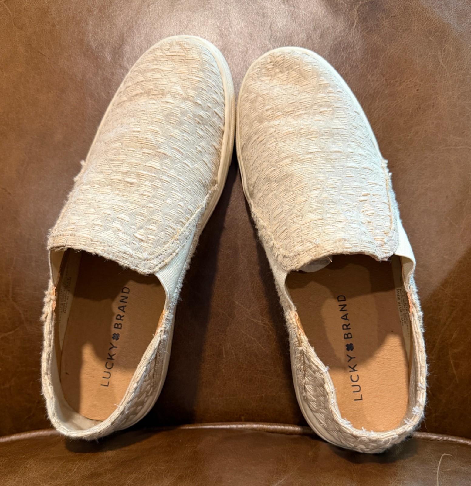 Lucky Brand Off-White Textured Slip-On Sneakers Women’s 8.5 Barely Worn