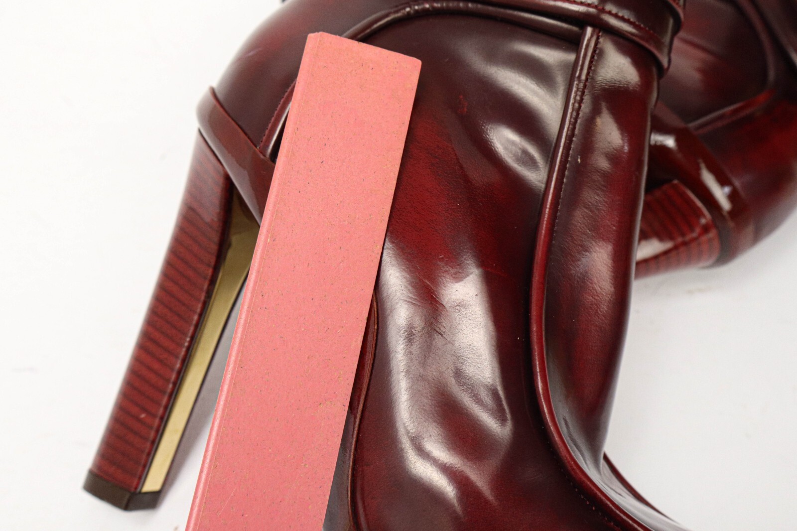 Salvatore Ferragamo Shoes Womens (UK) 4.5 Burgundy Leather Ankle High Heel