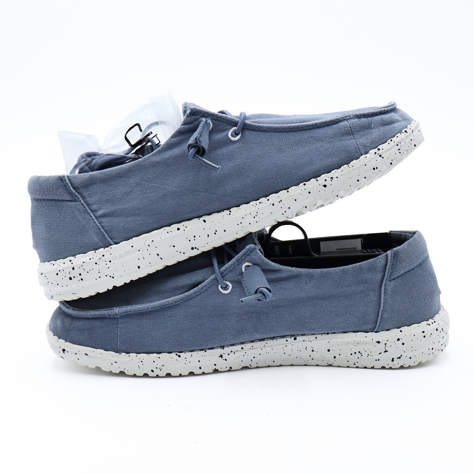NWT HEY DUDE Women’s US 7 Steel Blue White Canvas Wendy Casual Slip On Shoes
