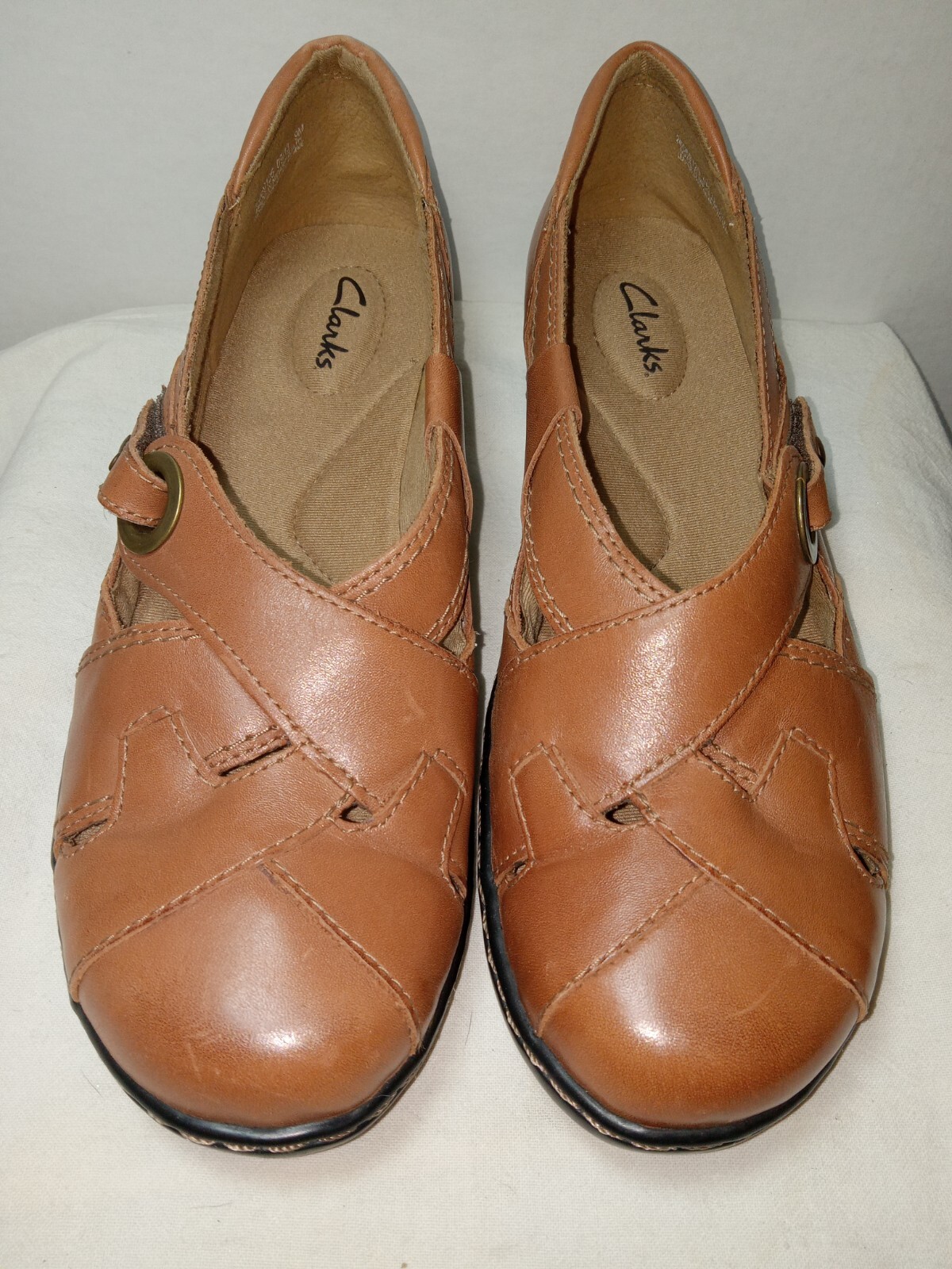 Clarks Ashland India Style Women’s Light Brown Leather Mary Jane Shoes Sz 9M