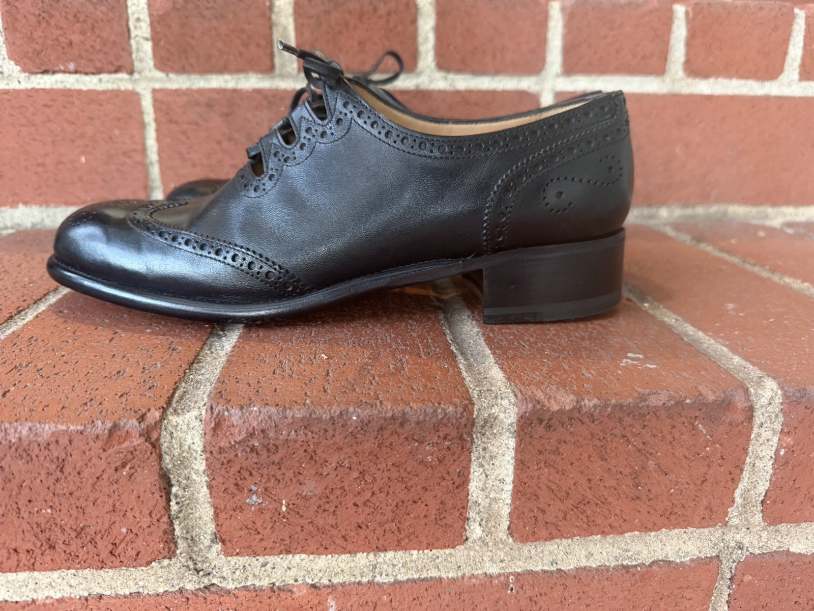 ENZO BONAFE per Le Yucca’s Wingtip Leather Shoes Black EU 41 Italy