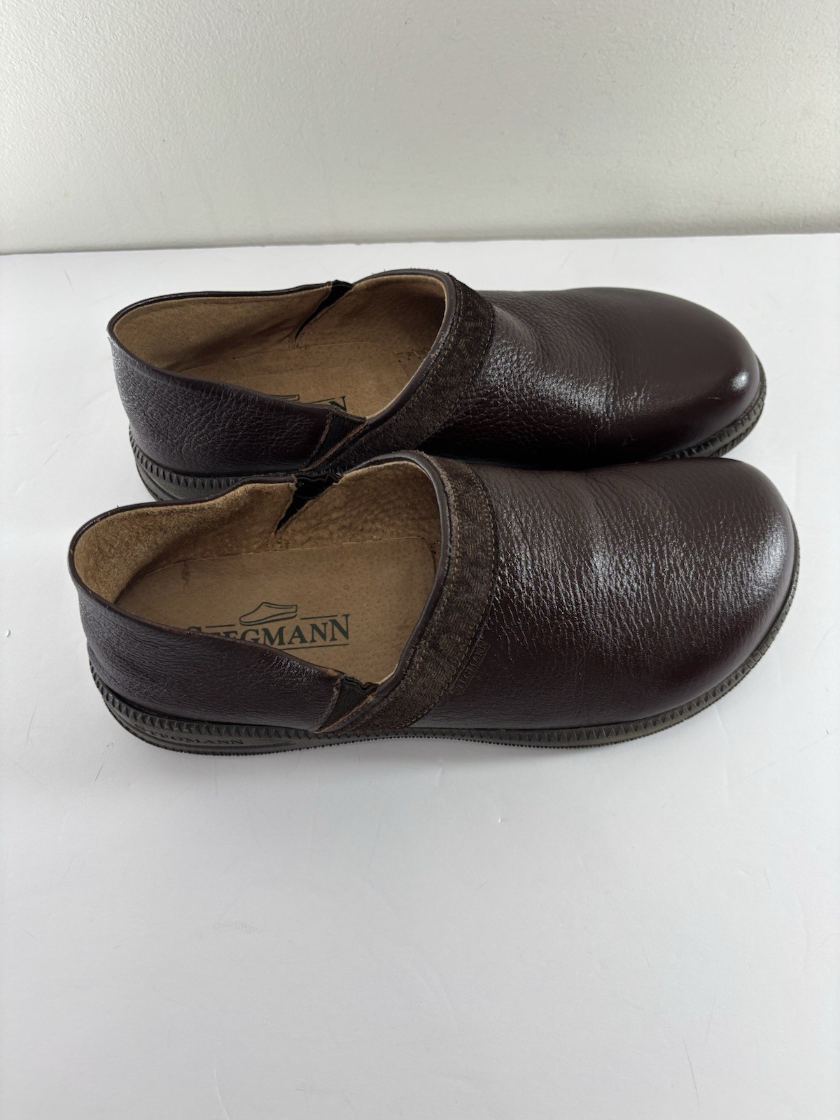 Stegmann Clogs Womens 10 Brown Textured Leather Cork Slip On Portugal