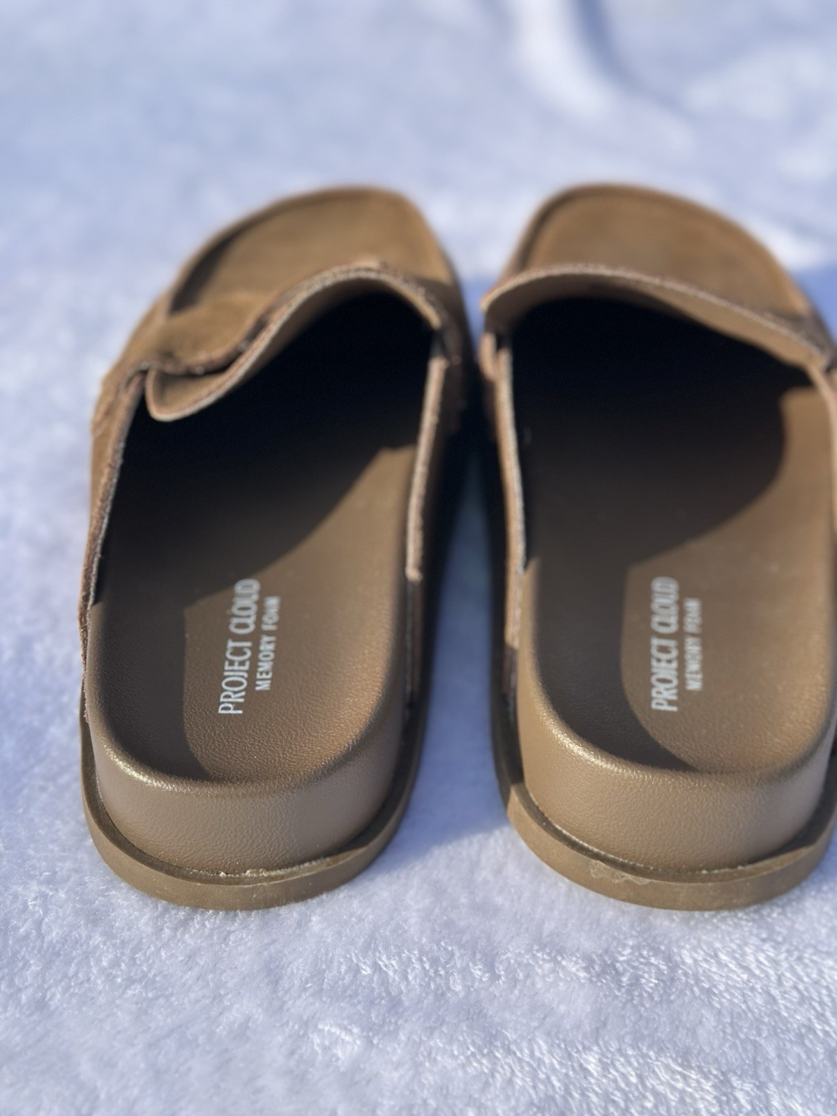 Project Cloud 100% Genuine Leather Womens Clogs Memory Foam Mule Sz 7.5 Tan