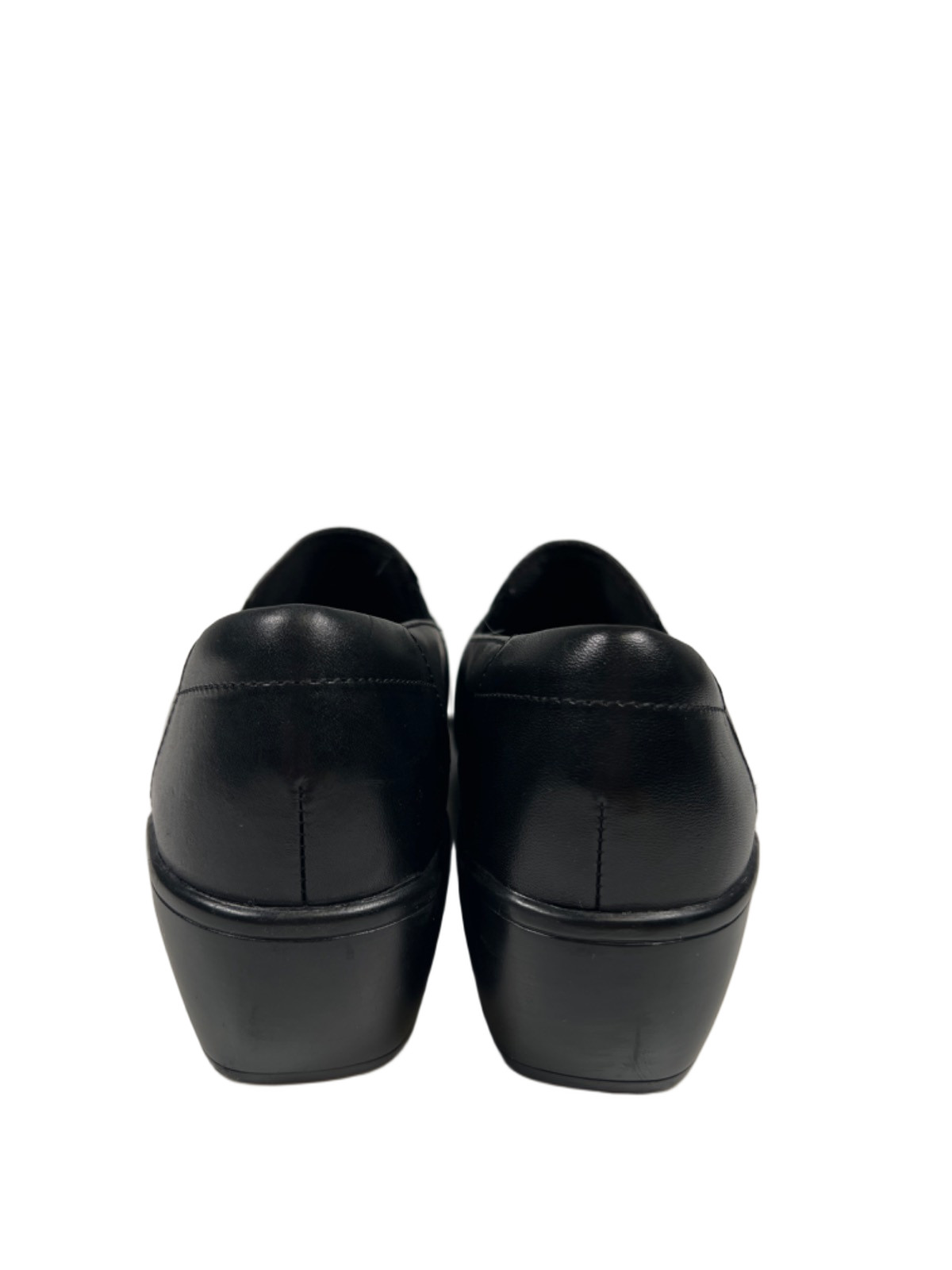 Clarks Collection Women’s Black Leather May Marigold Slide On Shoes – 7