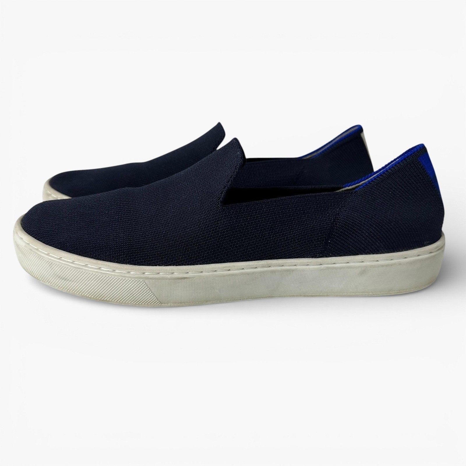 Rothys The Original Slip On Sneaker Navy Blue Knit Shoes Sustainable Casual Sz 9