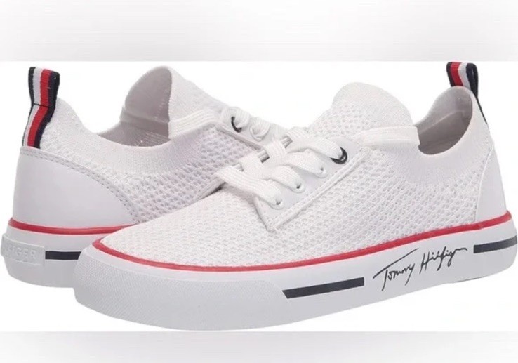 Tommy Hilfiger Women’s Gessie Stretch Knit Sneakers Shoes White Size 8.5