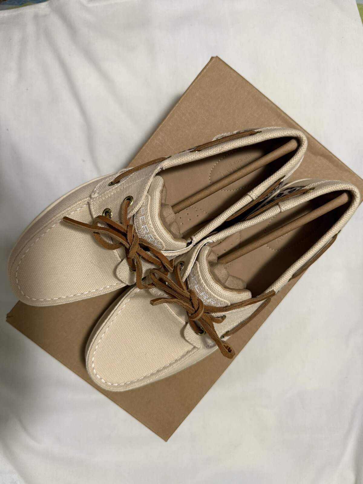 Sperry Top Sider Koifish Canvas Boat Shoes Cheetah Natural Women’s 8.5 New
