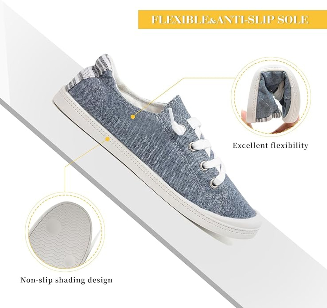 Women Canvas Slip On Sneakers Lightweight Non Slip Casual Walking Flat Shoes