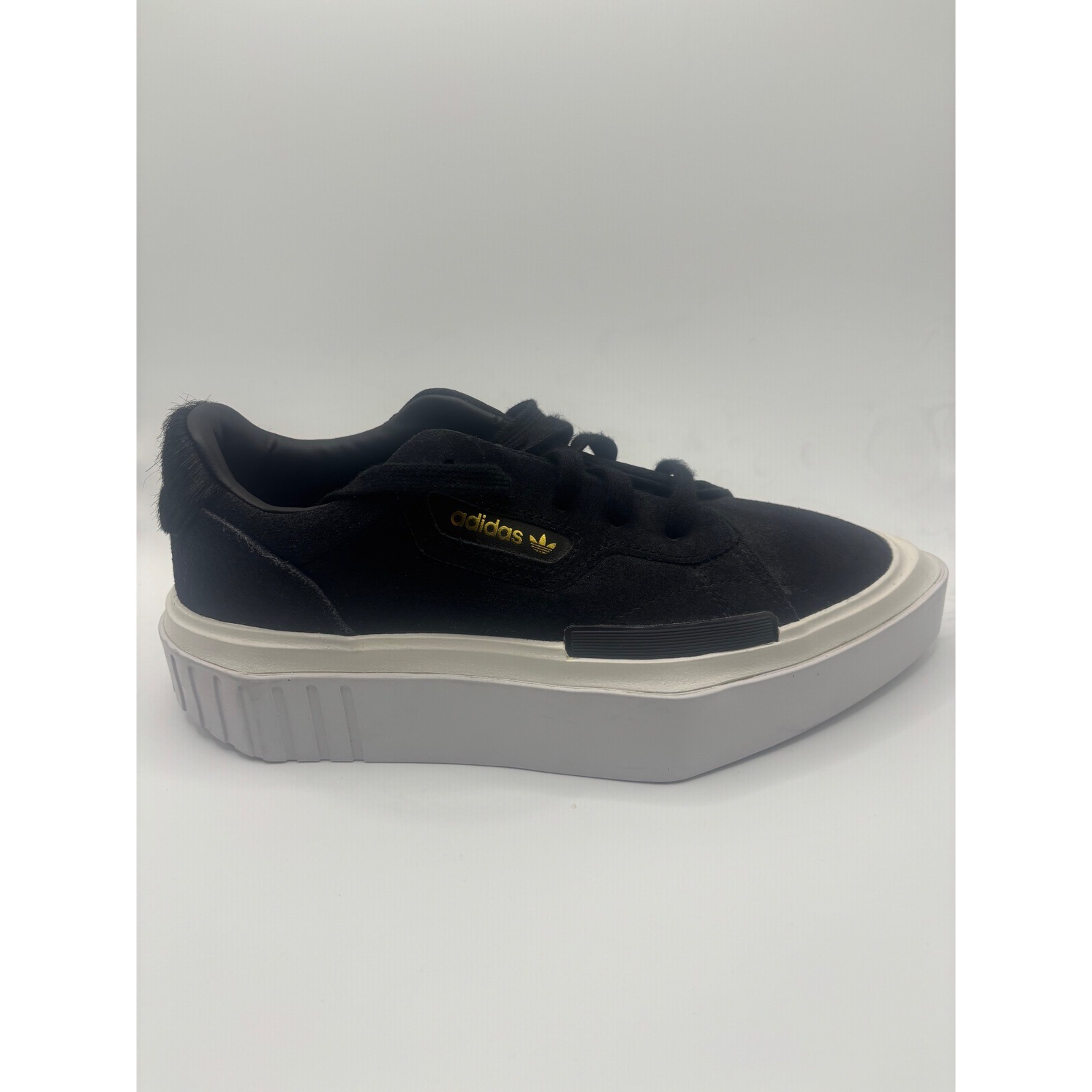 Adidas Sleek Super Platform Sneakers Core Black EE7037 Suede Pony Hair 6