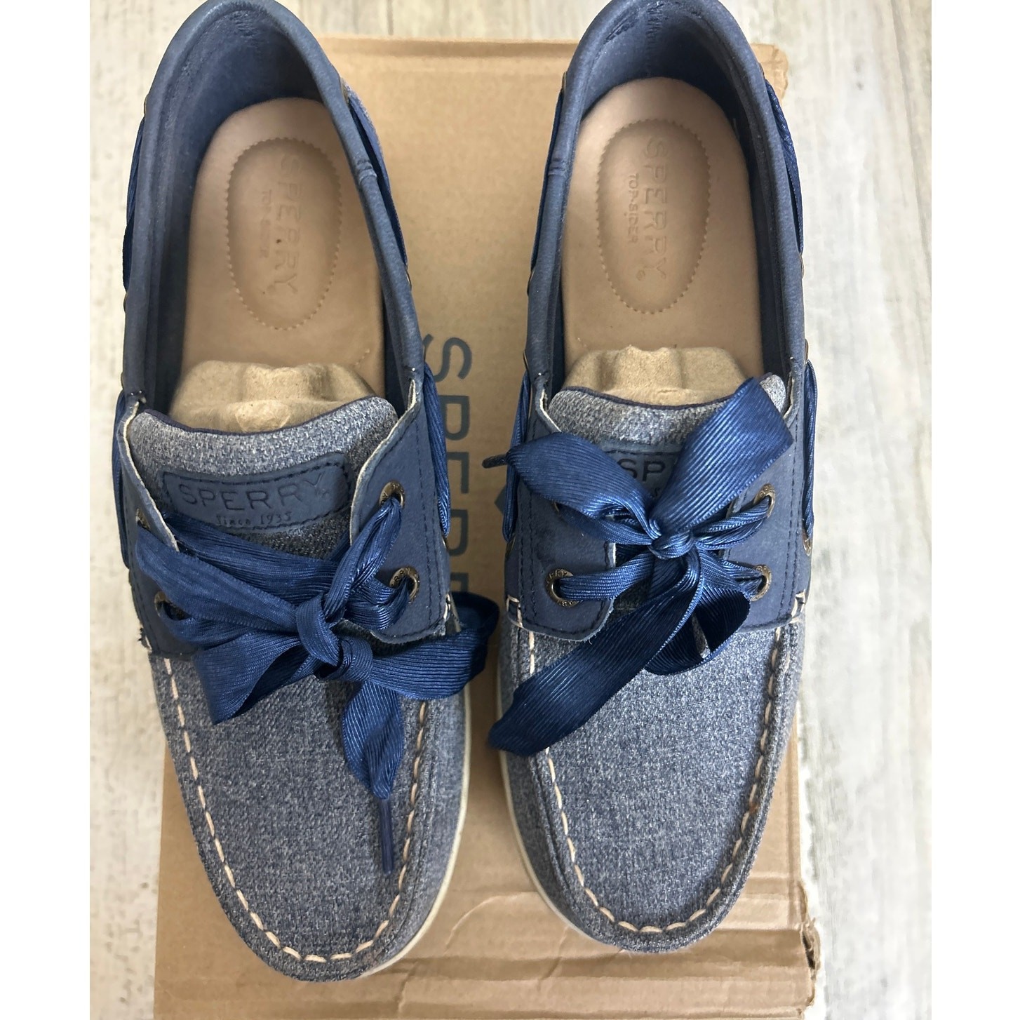 Sperry Womens 7.5 Koifish Sparkle Canvas Boat Shoe Loafer Ribbon Lace-Up Leather