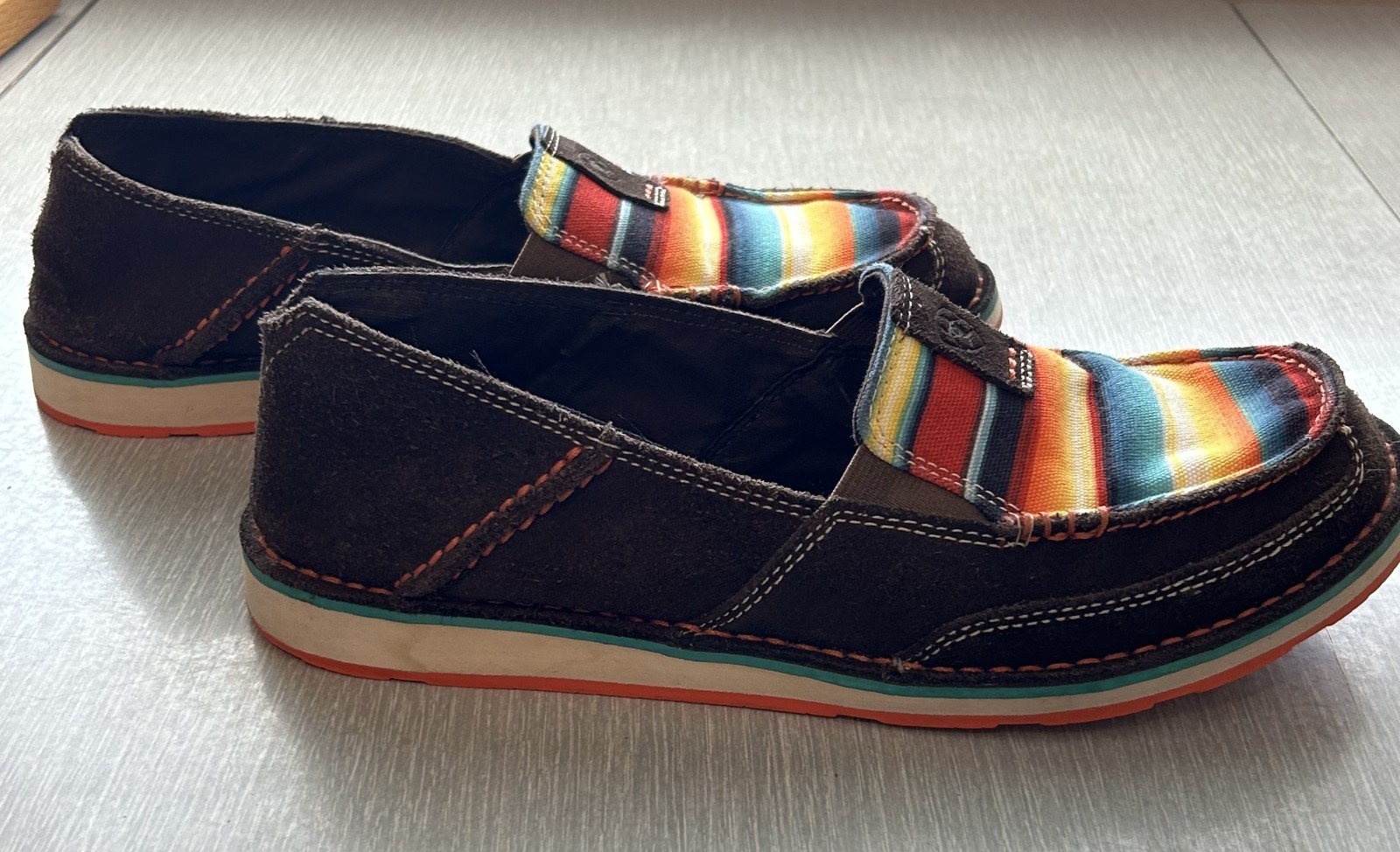 Ariat Cruisers Chocolate Boho Aztec Saddle Blanket Sunset Shoes 9B