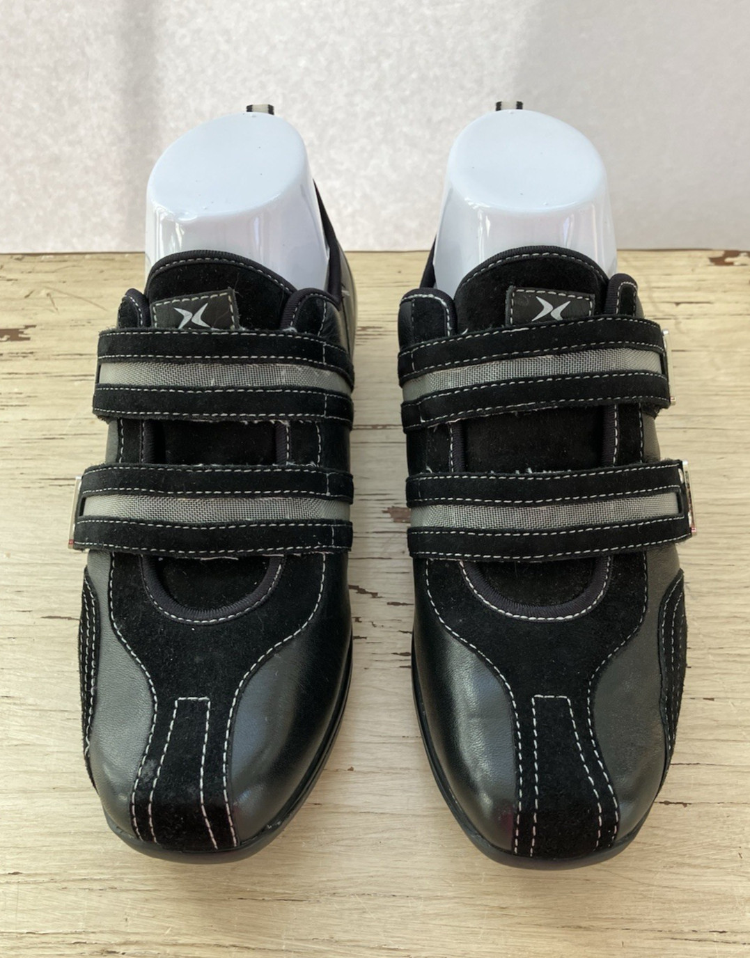 Aetrex Womens Size 7 Black Abbey Double Strap Sneaker 100% Leather Comfortable