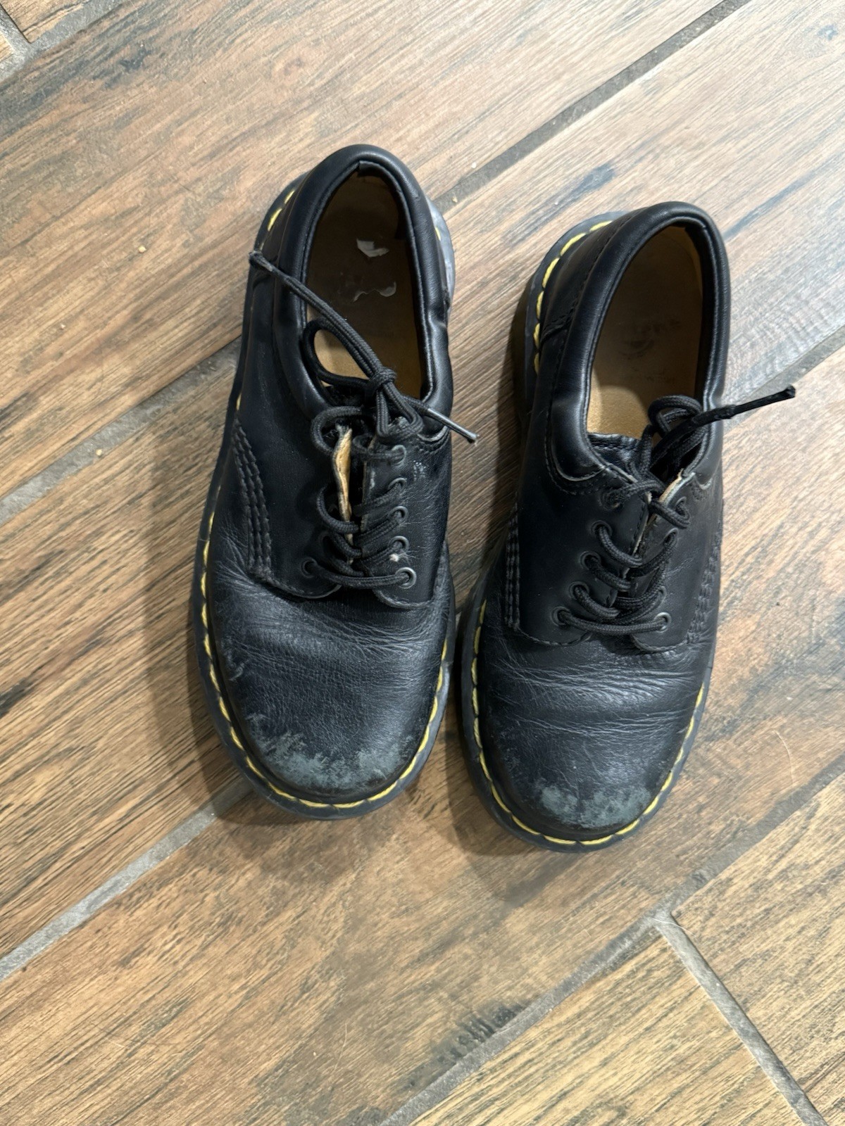 Dr Doc Martens Chunky Oxford Shoes Men 5 Women 6 Black Leather Lace Up 8053 Quad