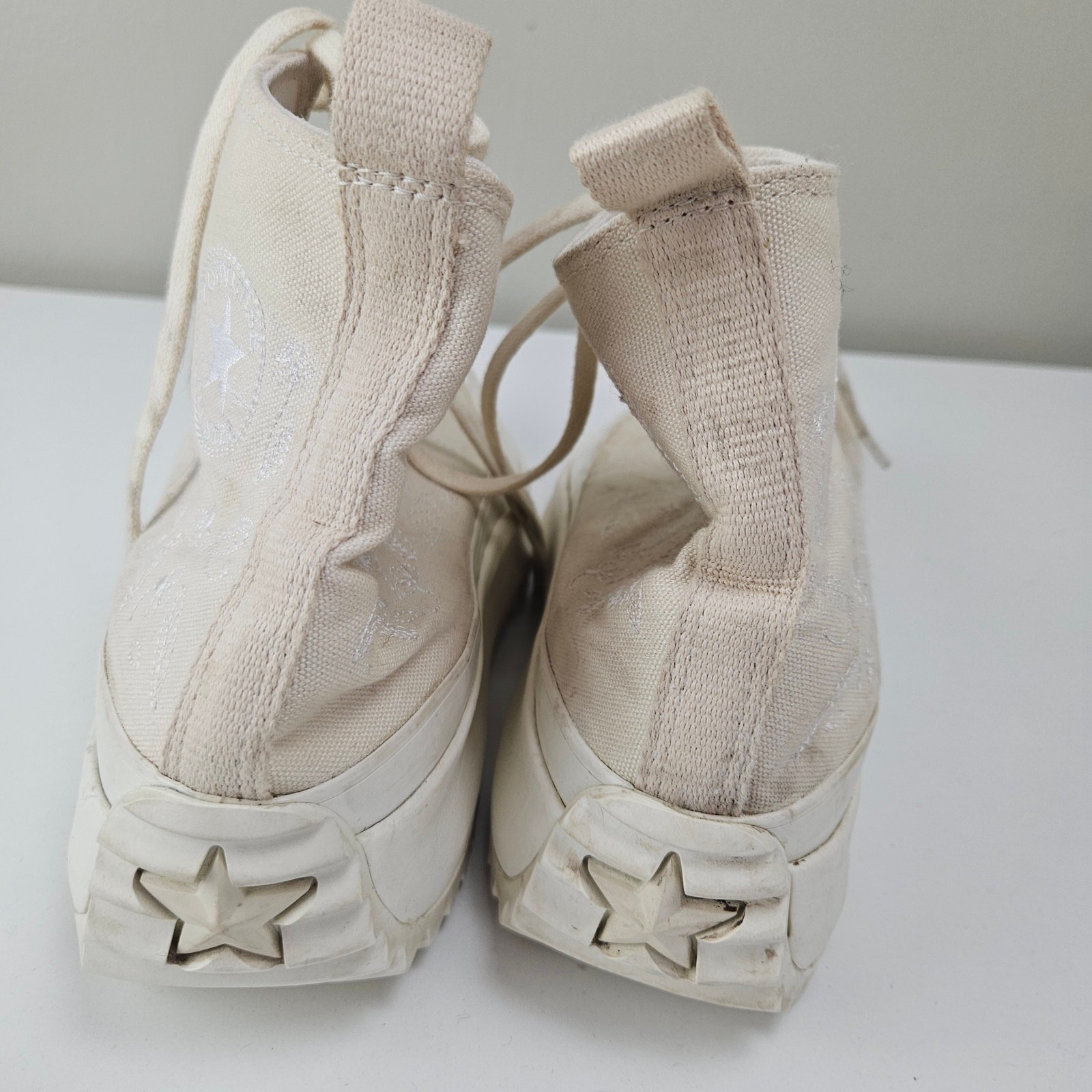 Converse Run Star Hike Embroidered Canvas Platform High Top Women 12 Ivory Lug