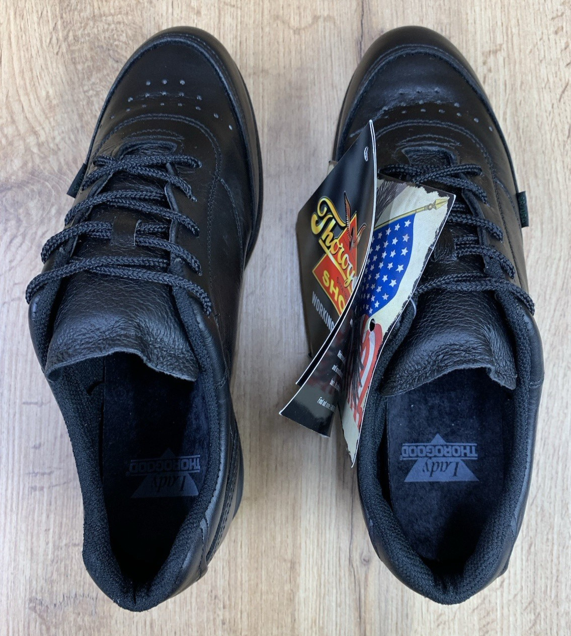 Thorogood Lady Oxford Work Shoes Womens 7W Black Leather Slip Resistant USA