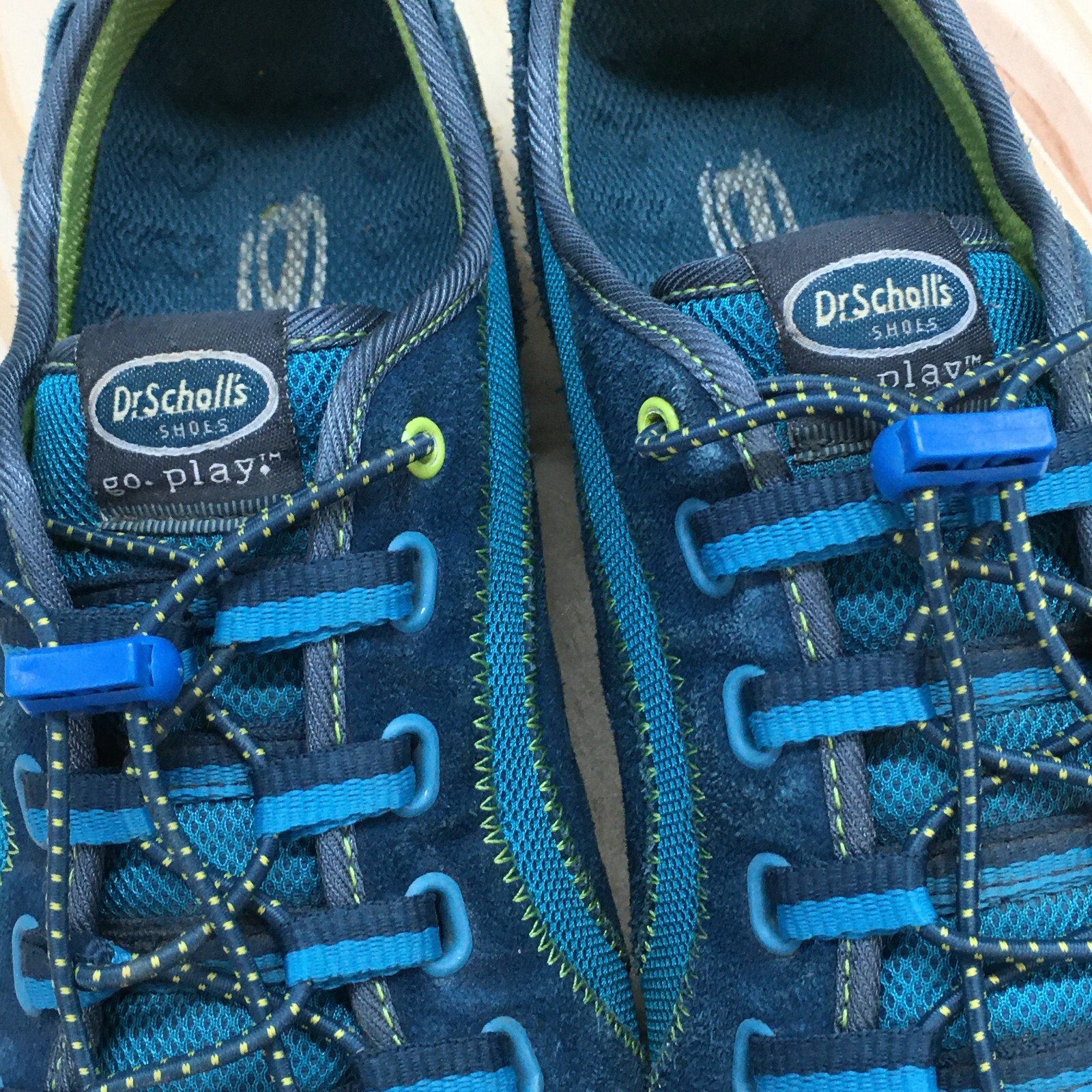 Dr Scholls Shoes Womens 9.5 M Rory Sporty Drawstring Sneakers Blue Green Suede