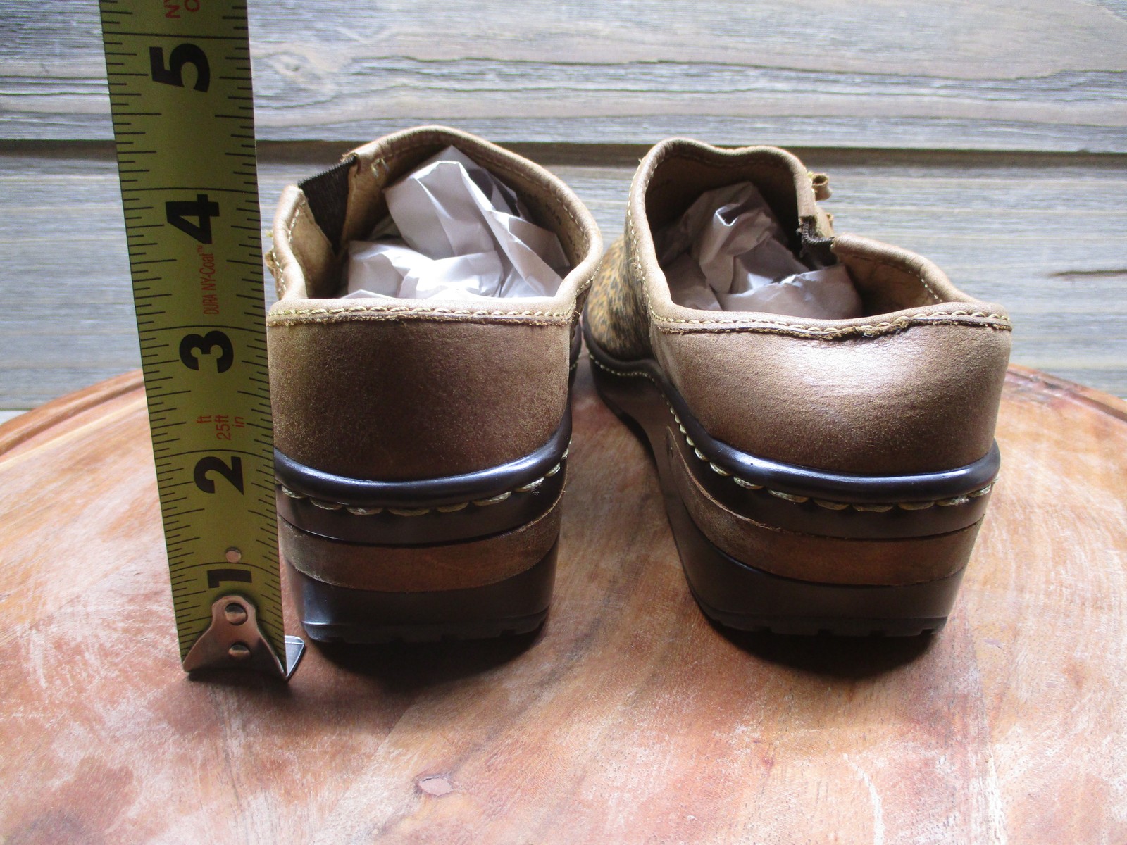 Born Clog Shoes Womens Size 10 Brown Leather Leopard Slip On Comfort W12058