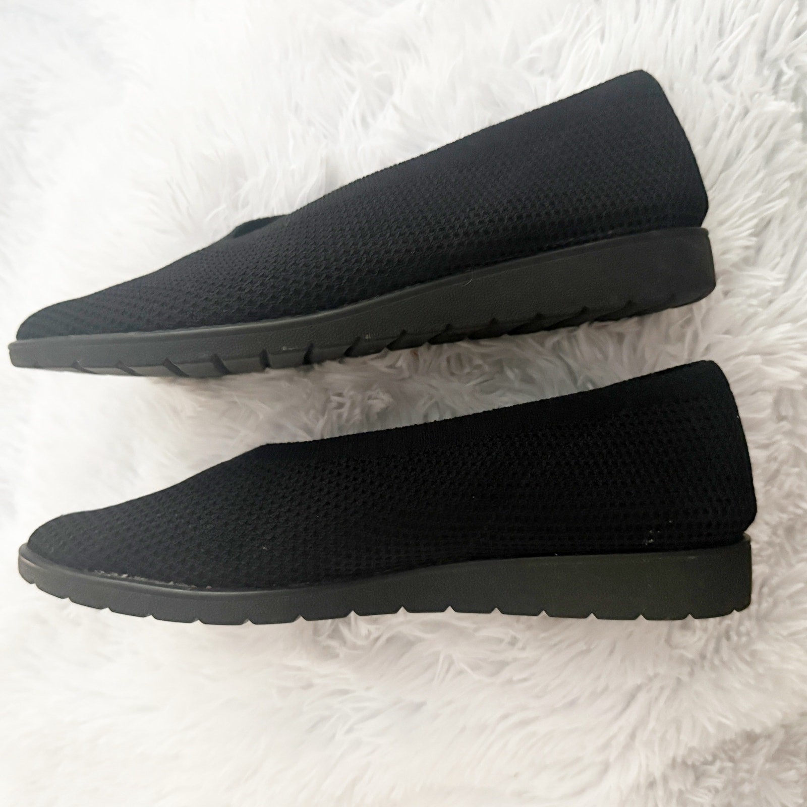 EILEEN FISHER | Heaven Stretch Knit Wedge Ballet Flat Black Slip-On | Size 9