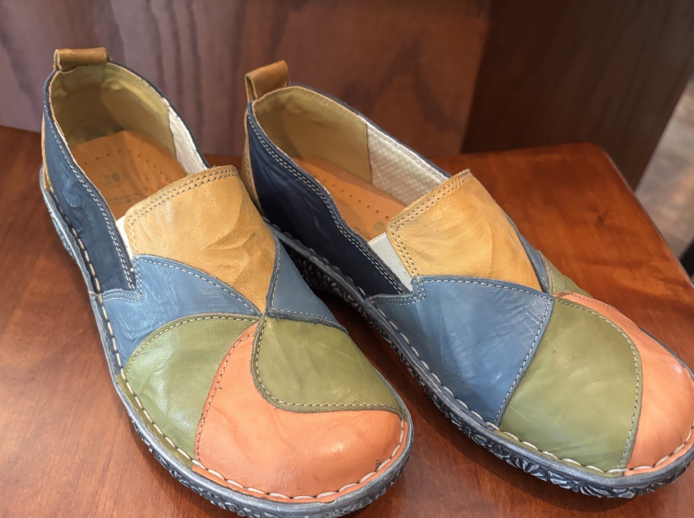 Spring Step Patchwork Leather Loafer Multi Color Women EU 39 Bohemian 8.5 US