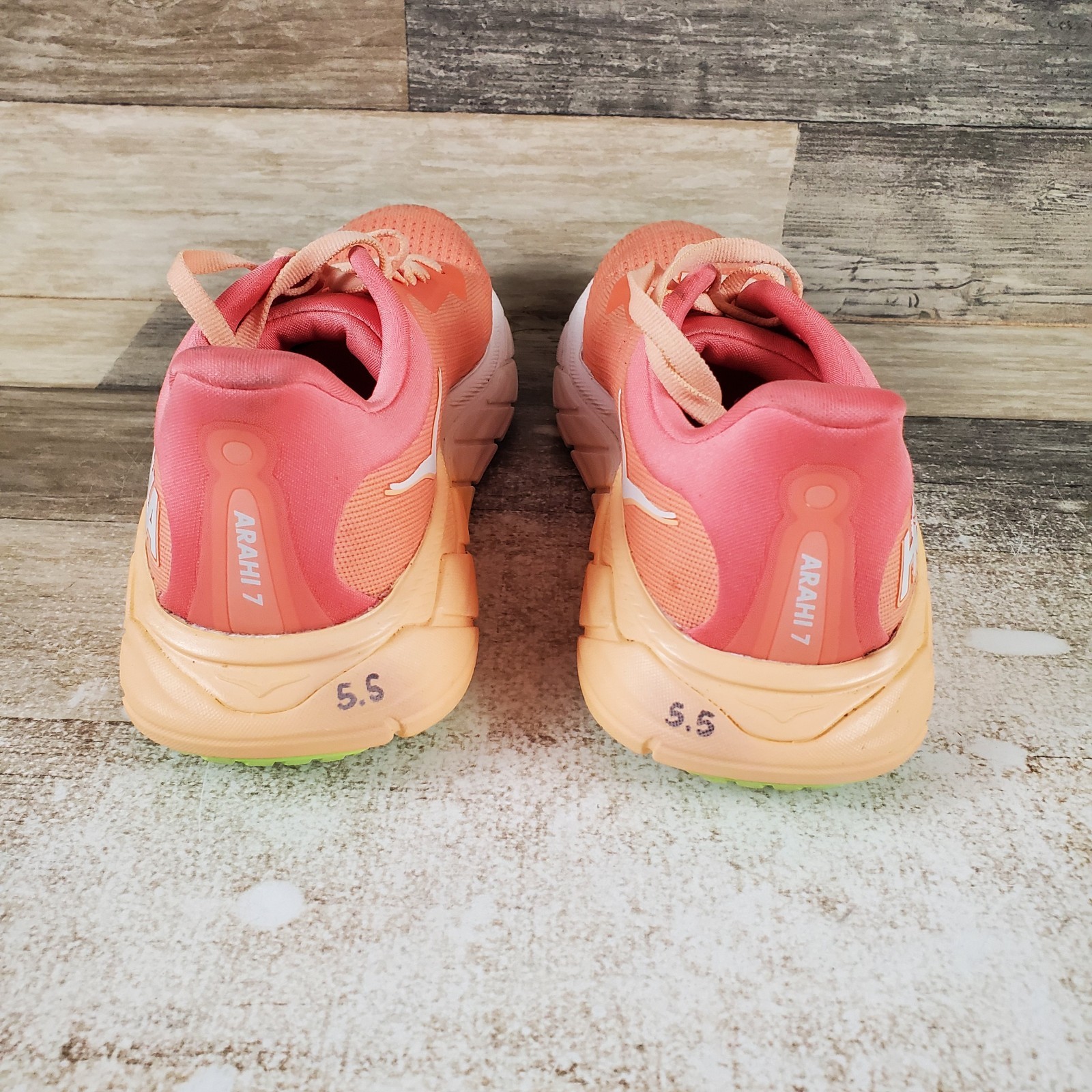 Hoka One One Arahi 7 Womens Shoes Sz 5.5 B Running Orange White Lace-Up Sneakers